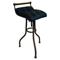 Antique Vintage Victorian Brass Velvet Adjustable Piano Music Stool by C H Hare