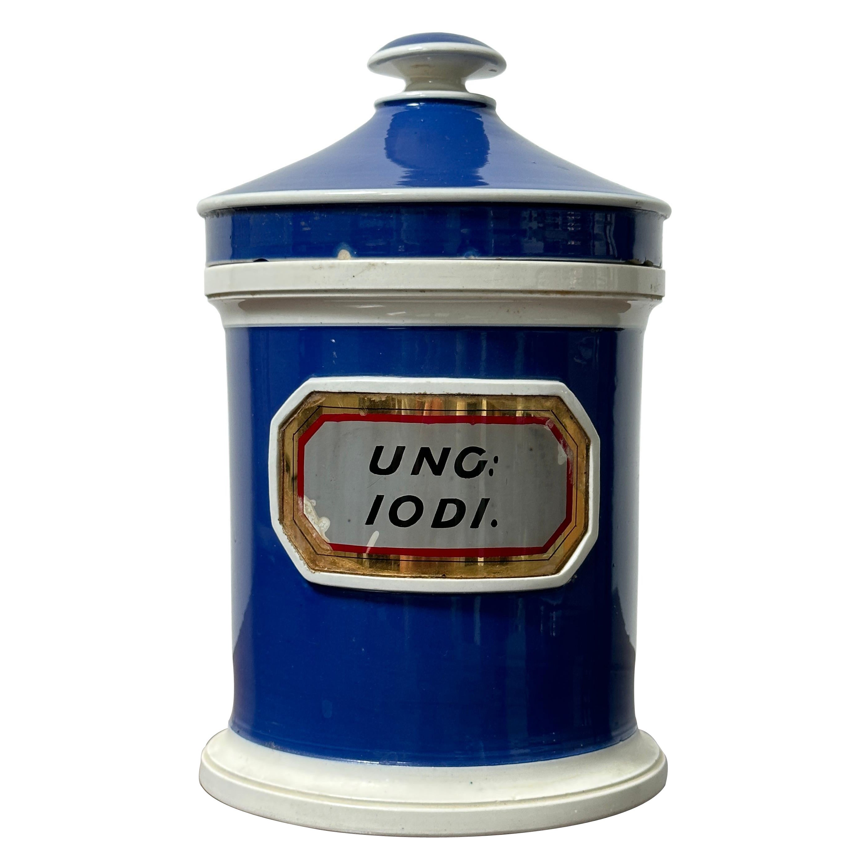 Antico Vintage Vittoriano Ceramica Speziale Medicina Negozio Display Barattolo Bottiglia