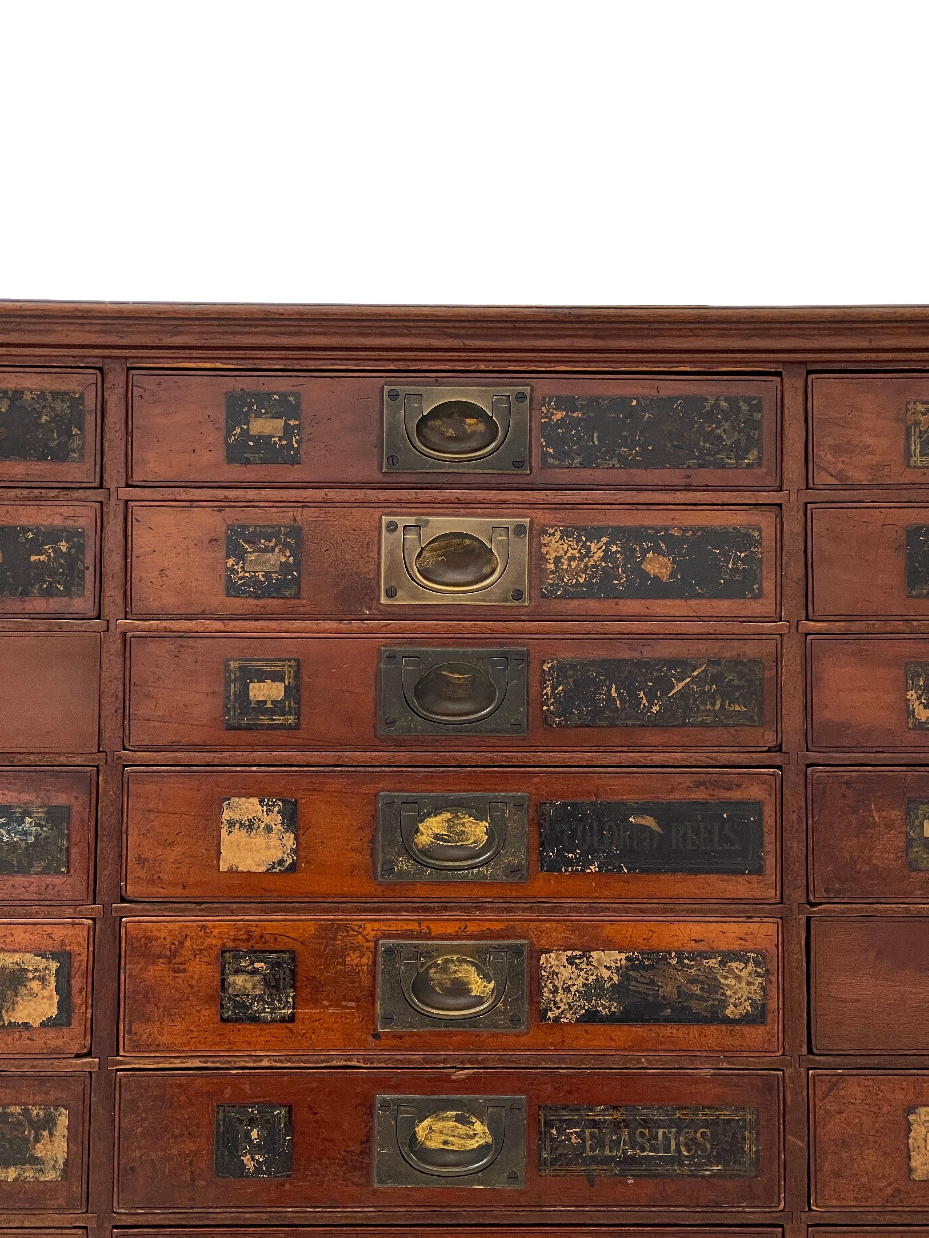 Antique Vintage Victorian Drapers Haberdashery Chest of Drawers In Good Condition In Sale, GB