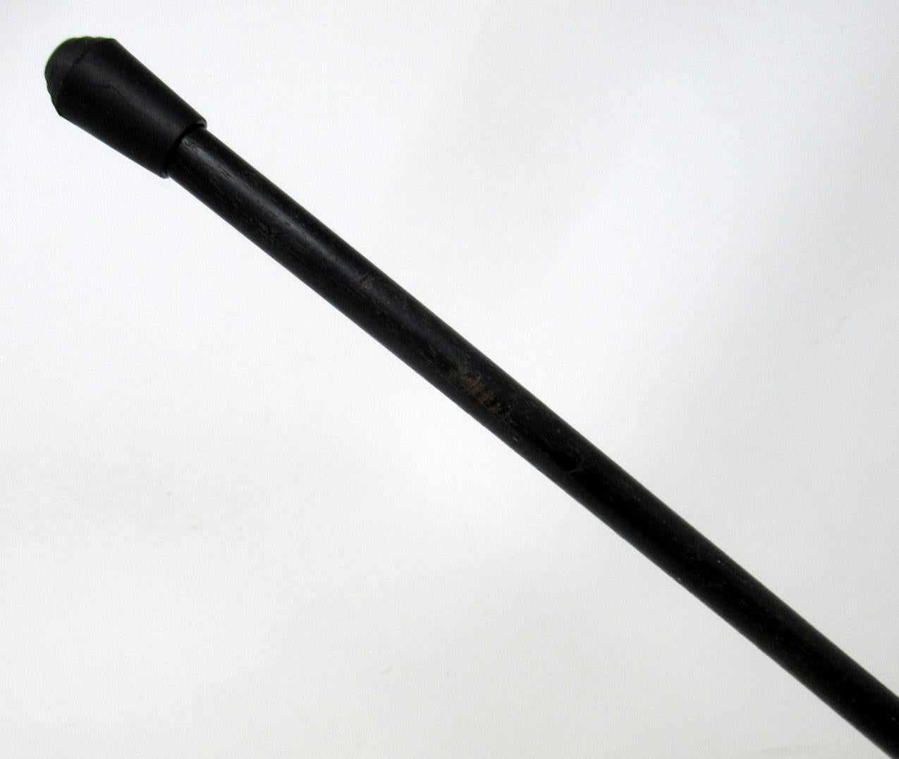 Antique Vintage Walking Stick Cane Ebonised Sterling Silver Handle 1906 4