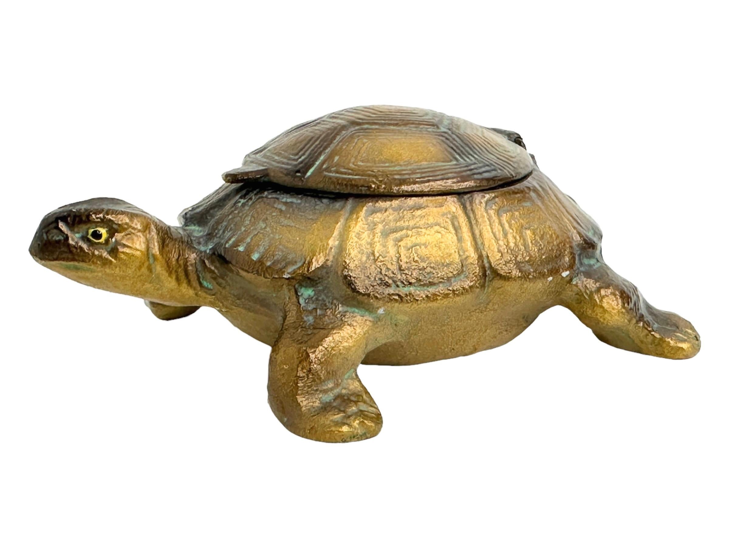 Austrian Antique Vintage White Metal Turtle Figural Ashtray, Austria 1930s