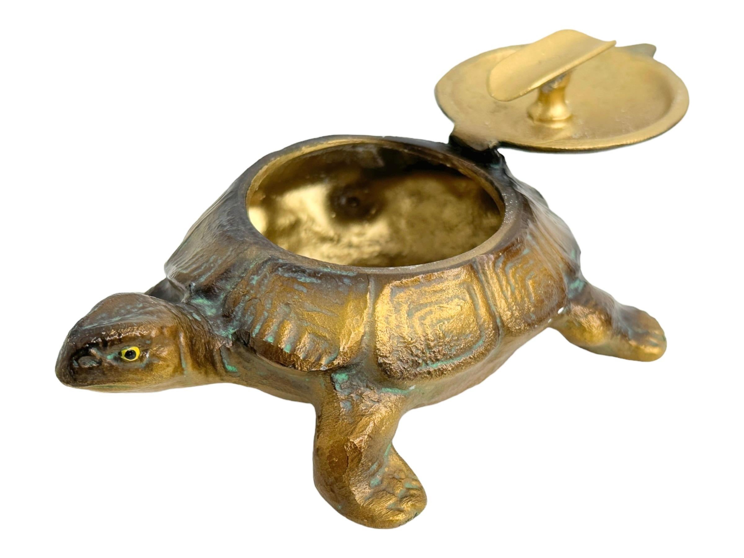 Antique Vintage White Metal Turtle Figural Ashtray, Austria 1930s 1