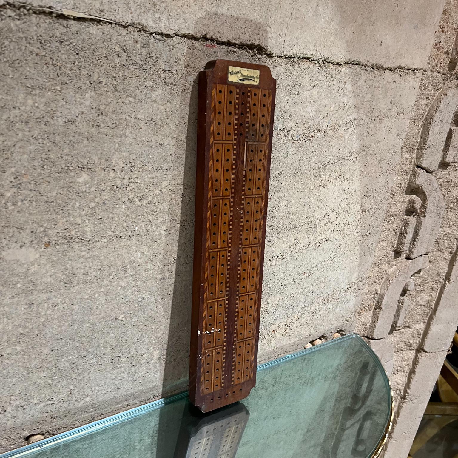 20th Century Antique Vintage Wood Cribbage Game Board Hughes Manufacturing Co Los Angeles For Sale