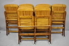 Antique Vintage Wood Slat Double Folding Seat Theater School Old Pew Chair