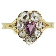 Antique Violet Sapphire and Diamond Heart Ring