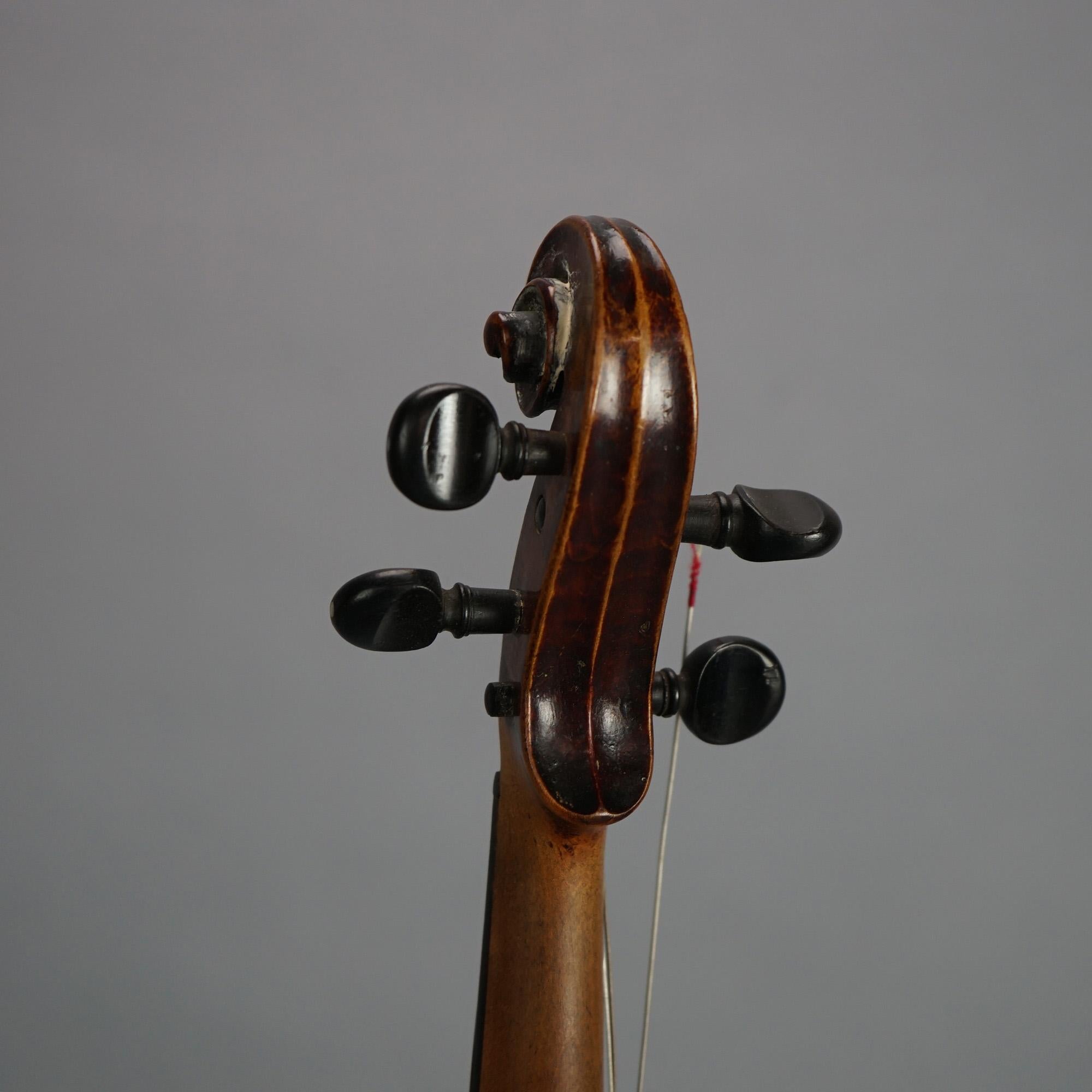 Antique Violin with Bow & Case C1920 6