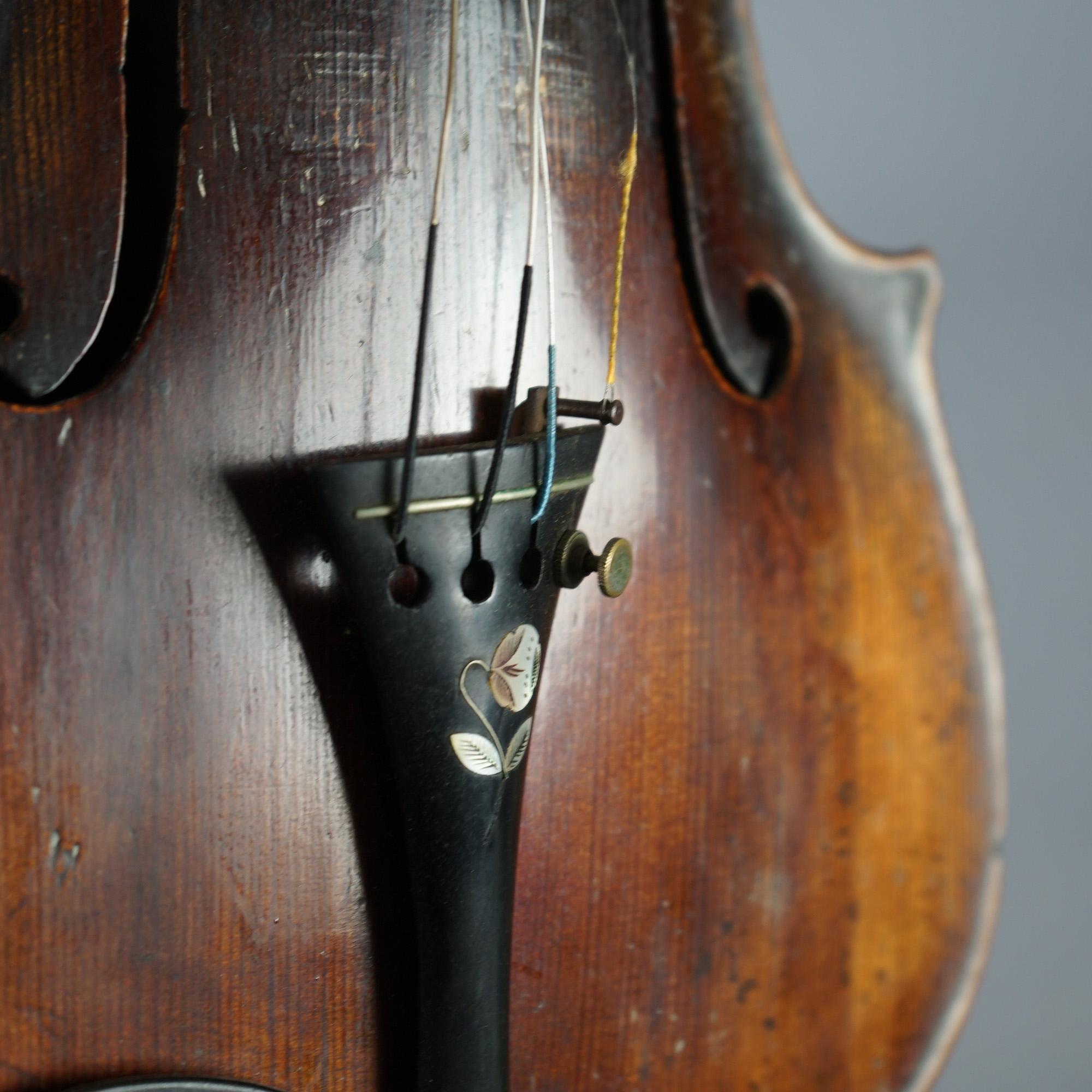 Antique Violin with Bow & Case C1920 8