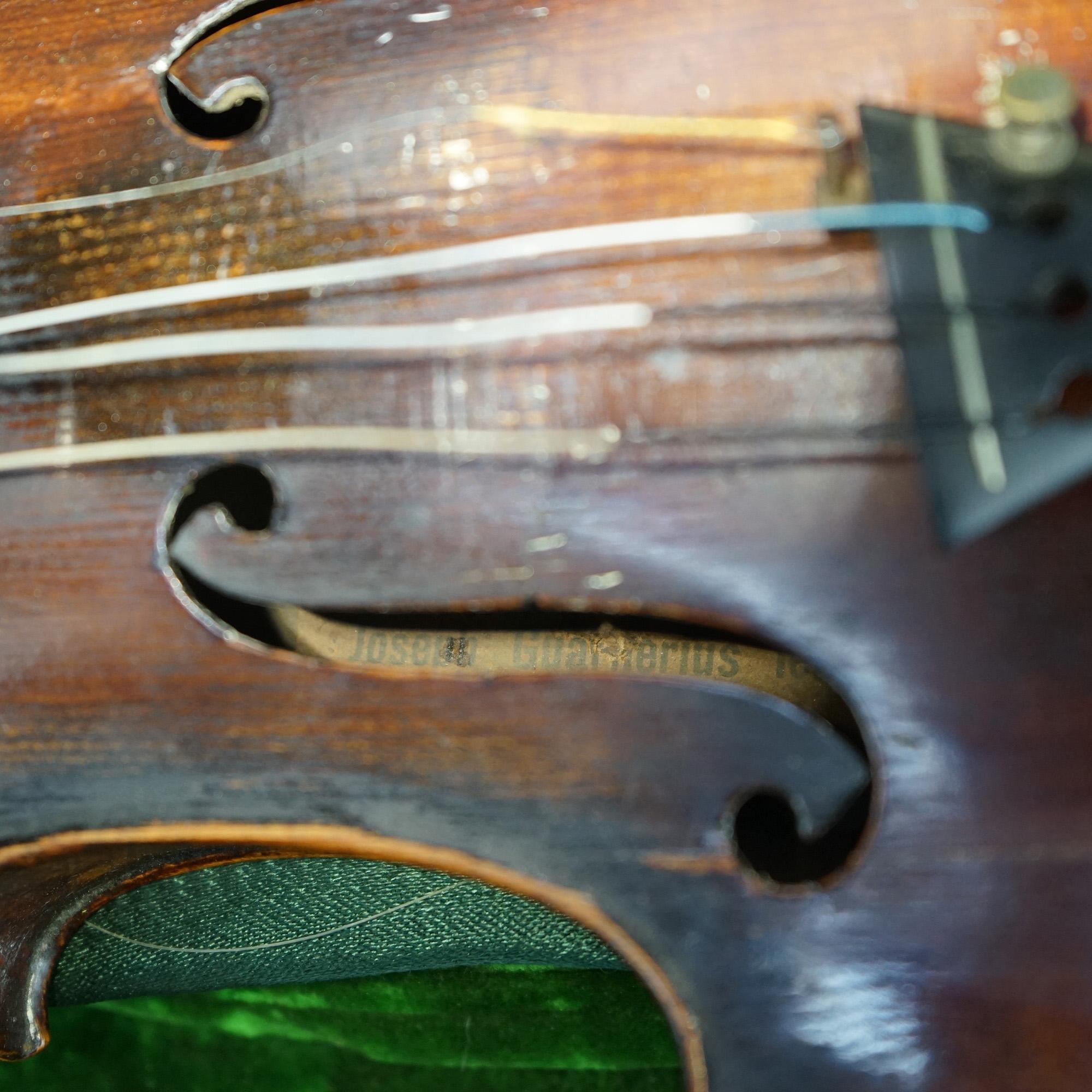 Antique Violin with Bow & Case C1920 9