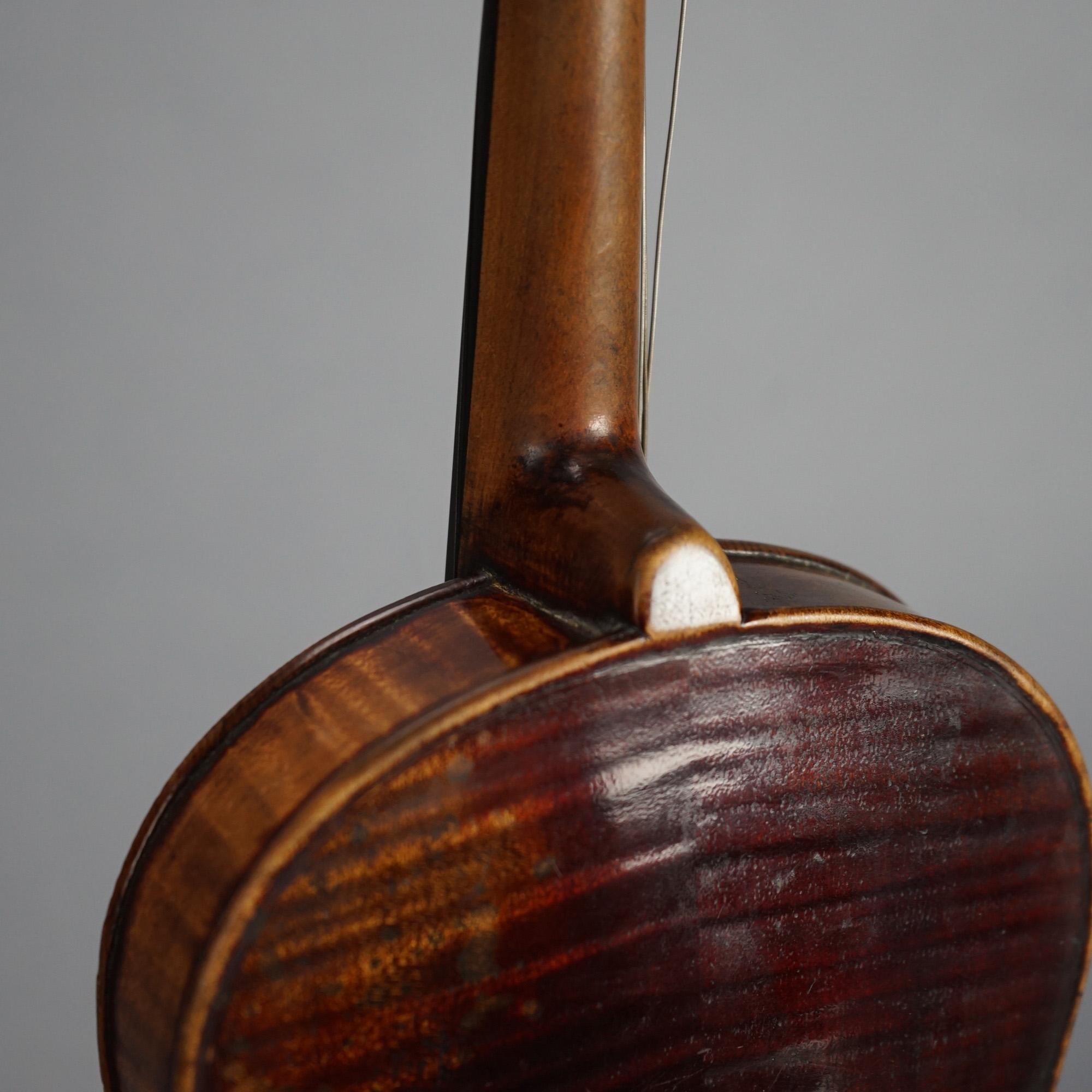 Antique Violin with Bow & Case C1920 10