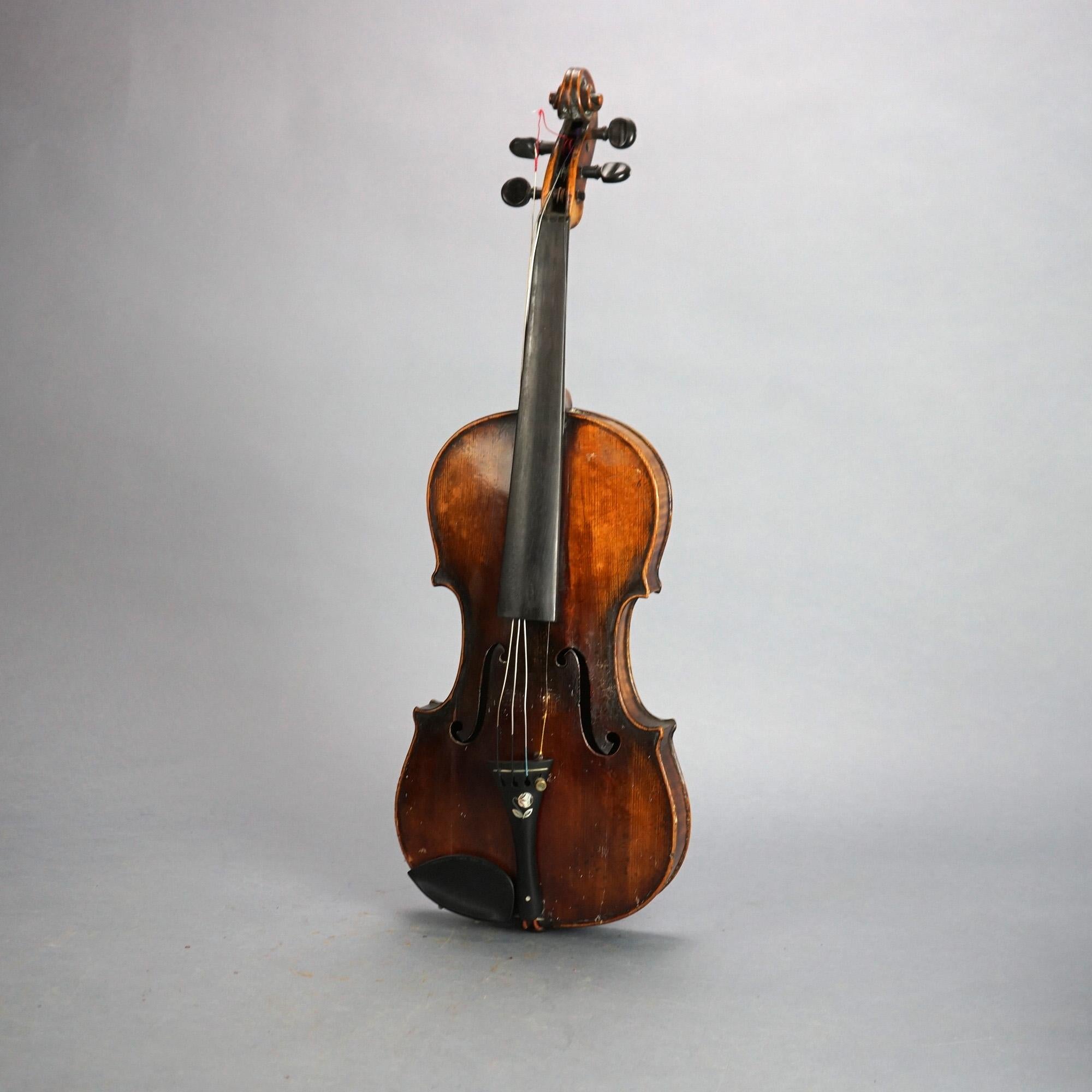 Antique Violin with Bow & Case C1920 In Good Condition In Big Flats, NY