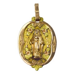 Antique Virgin Mary 18k Gold Charm Pendant