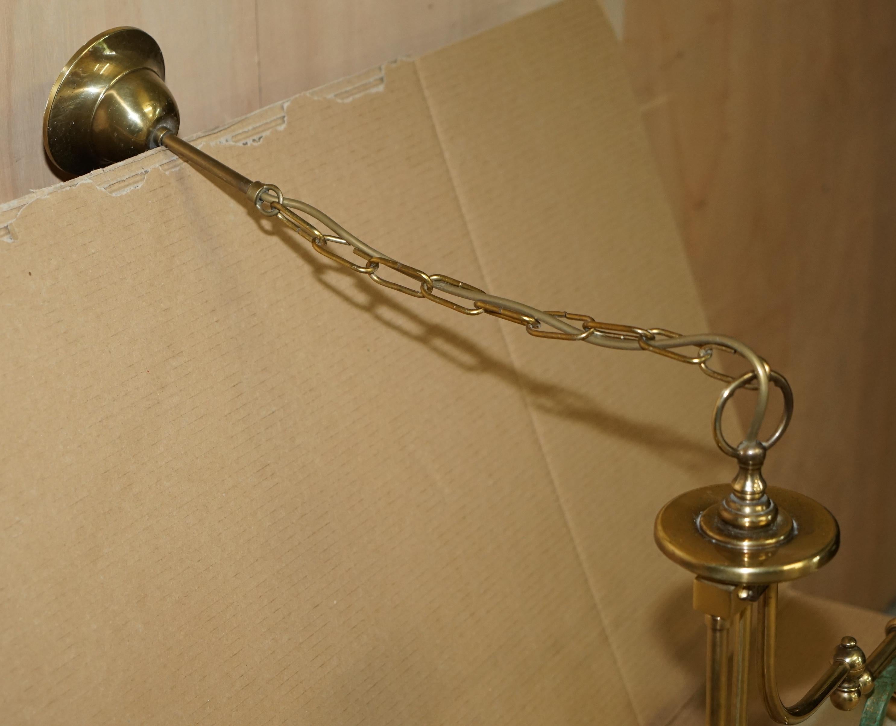 ANTIQUE ViRGINIA BEACH BRASS SNOOKER POOL TABLE OR KITCHEN ISLAND CEILING LIGHT 3