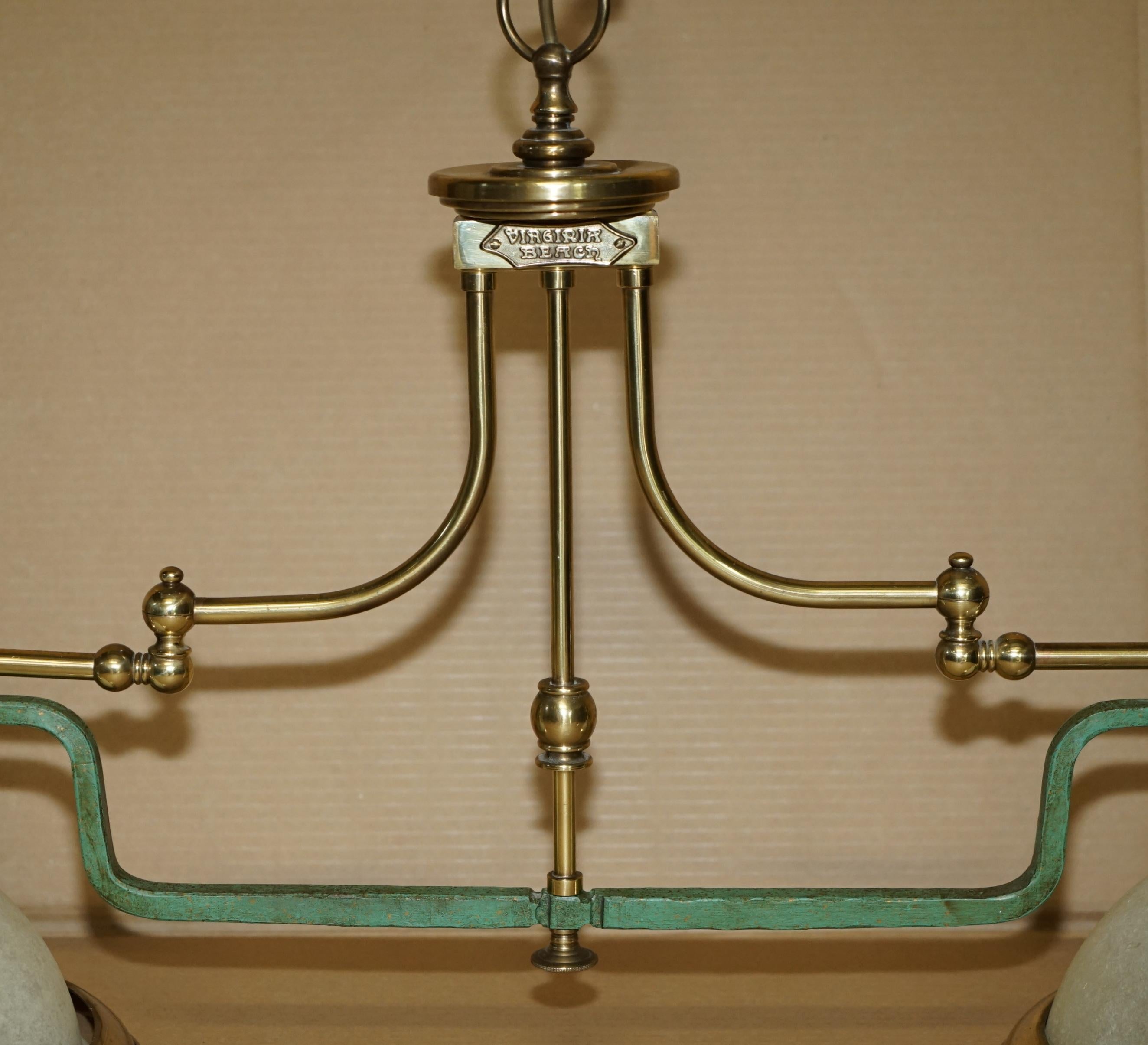 American ANTIQUE ViRGINIA BEACH BRASS SNOOKER POOL TABLE OR KITCHEN ISLAND CEILING LIGHT