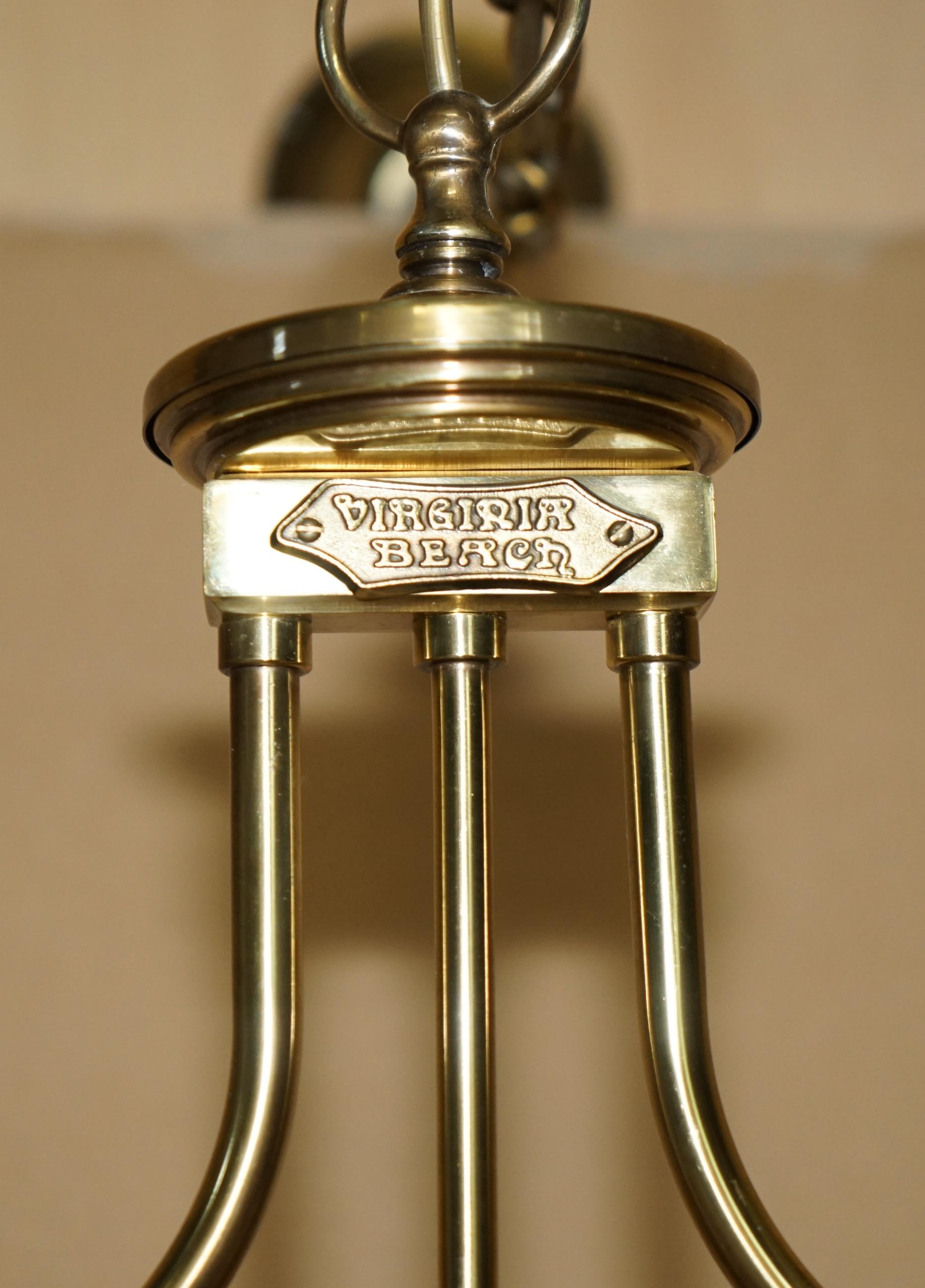 Hand-Crafted ANTIQUE ViRGINIA BEACH BRASS SNOOKER POOL TABLE OR KITCHEN ISLAND CEILING LIGHT
