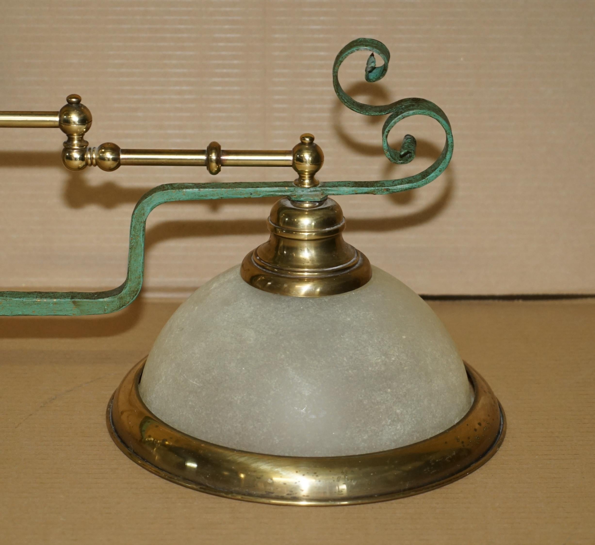 ANTIQUE ViRGINIA BEACH BRASS SNOOKER POOL TABLE OR KITCHEN ISLAND CEILING LIGHT In Fair Condition In West Sussex, Pulborough