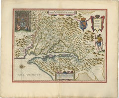 Antique Virginia Map Blaeu c.1642 – Jamestown, Powhatan, Chesapeake