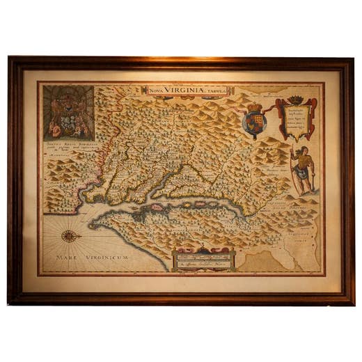 Antique Virginia Map Blaeu c.1642 – Jamestown, Powhatan, Chesapeake