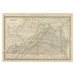 Antique Virginia Map c.1888 – Railroads, Towns & The Old Dominion
