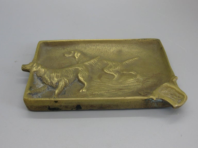 Antique Virginia Metalcrafters Irish Setter Figural Dog Brass Desk Ashtray  at 1stDibs