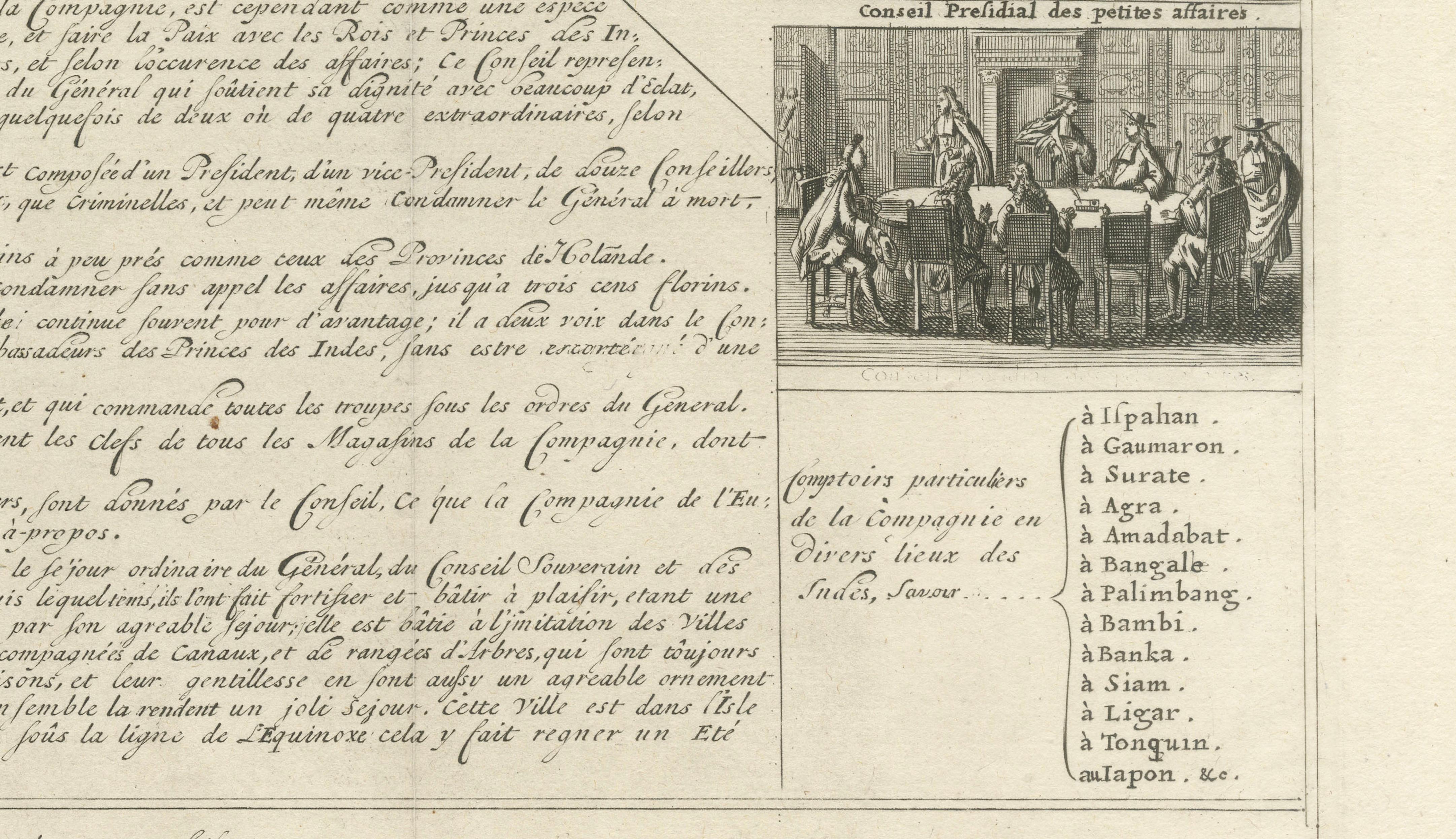 Antique VOC Governance Chart Engraving — Dutch East India Company, ca.1719