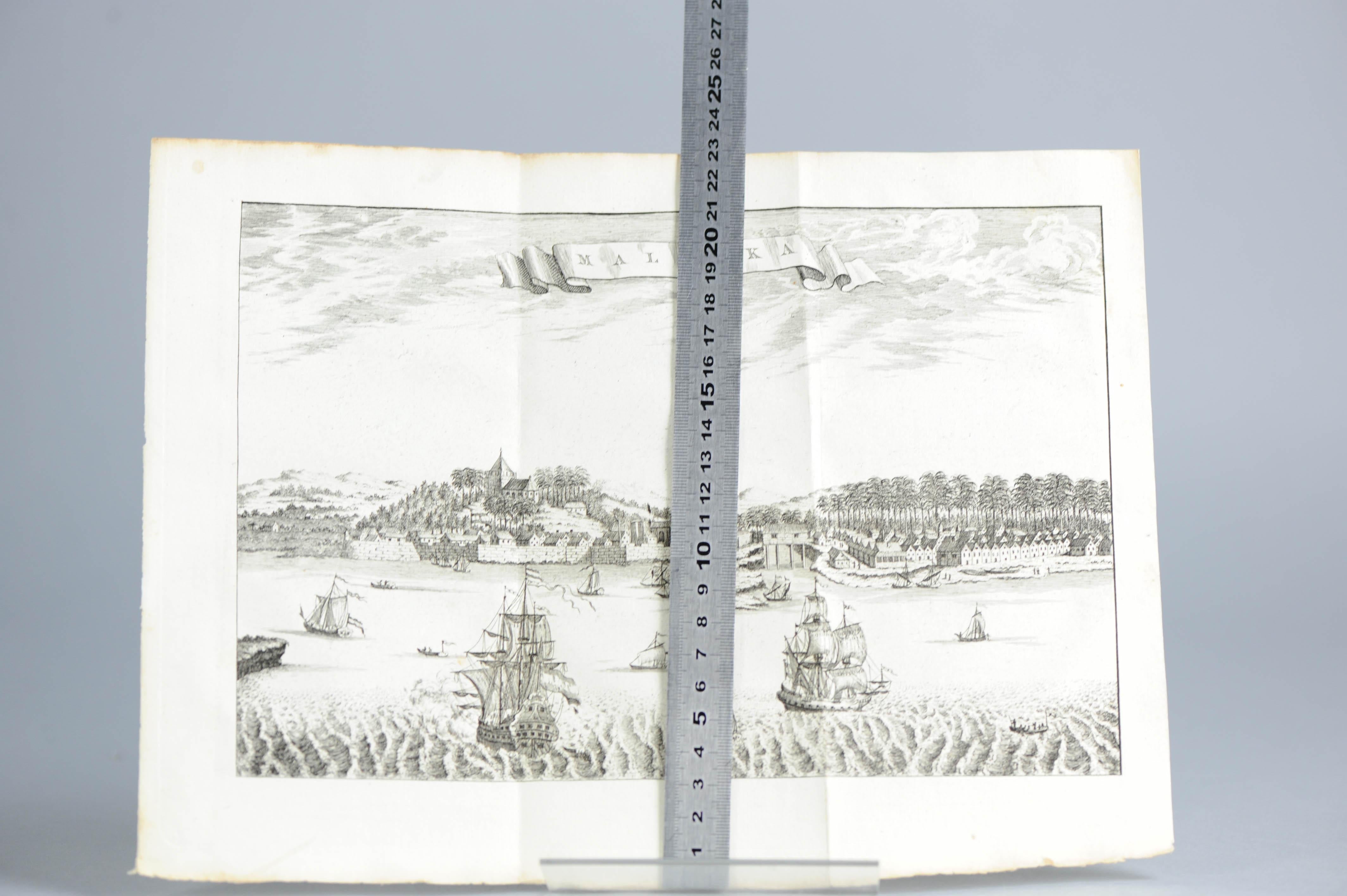 European Antique Voc Print Holland Malaysia Old Map Melaka History, 1663 For Sale