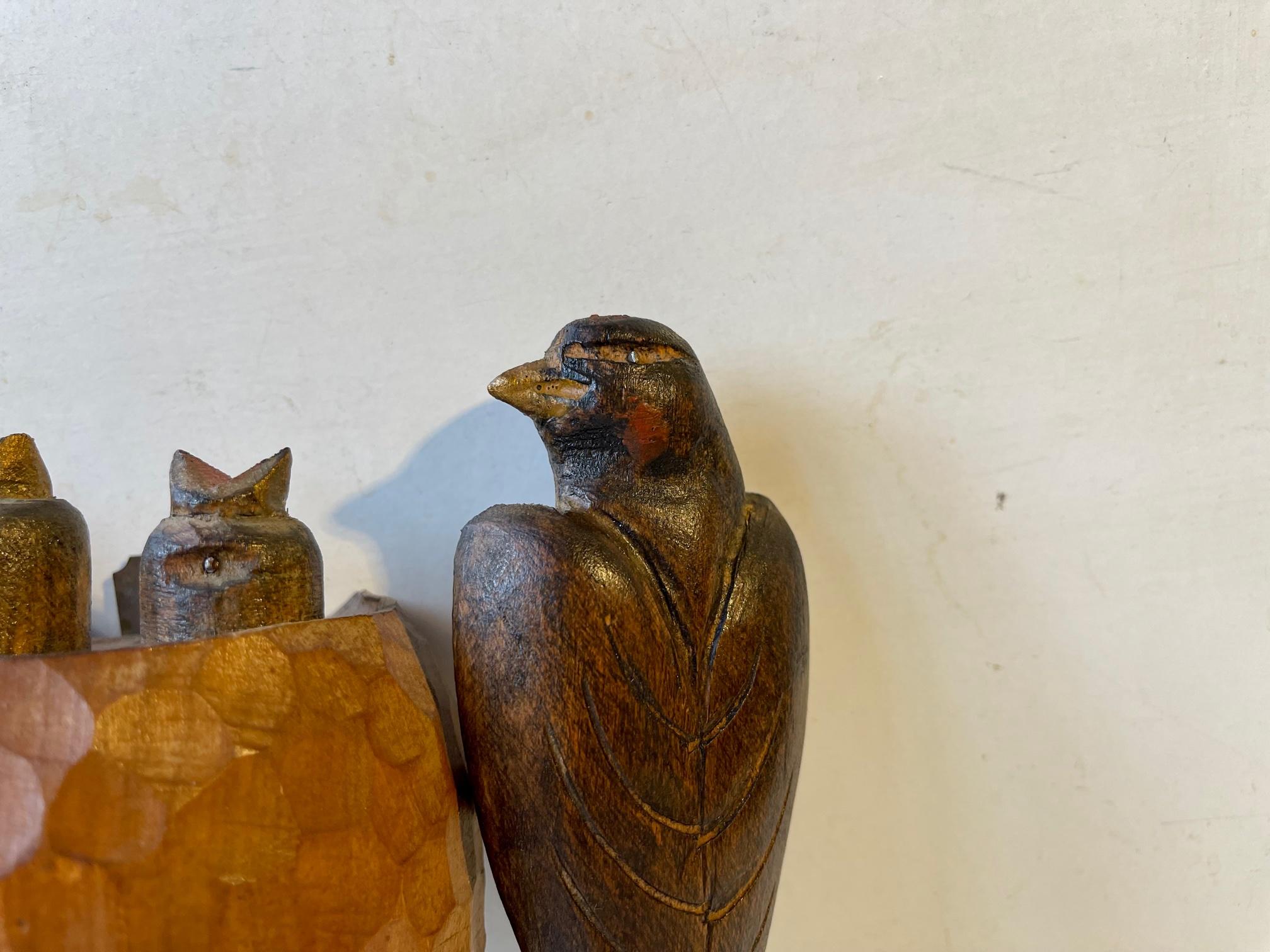 Antique Volk Art Wall Figurine Nesting Swallows, 19th Century 1