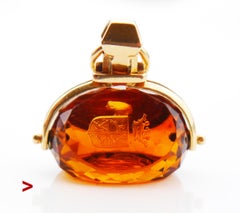 Antique von Aminoff 3 Intaglio Fob wax Seal Citrine solid 18K Gold / 8.7gr