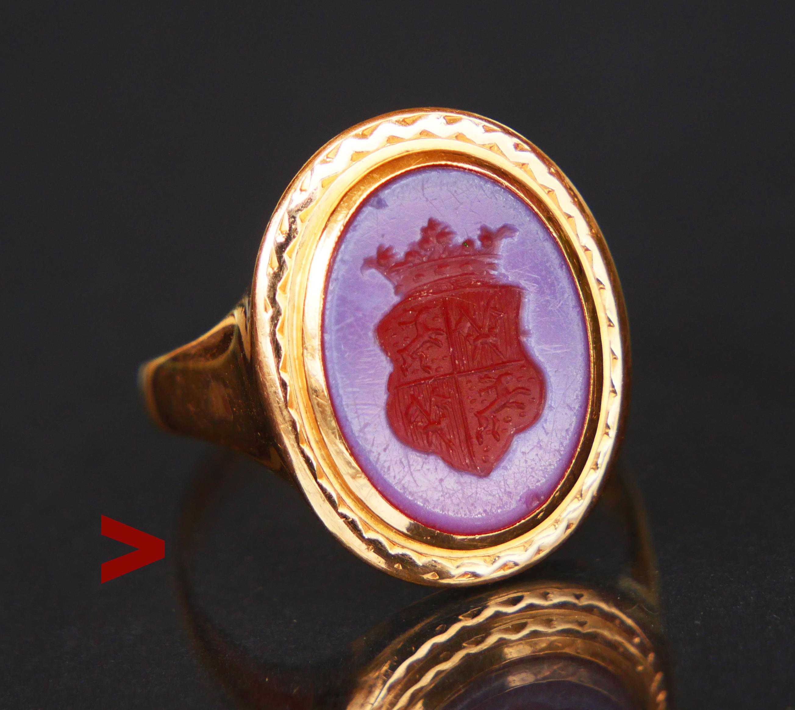 Antiquities von Aminoff Intaglio Signet Ring solid 18K Gold Carnelian ØUS11.75/7.5gr en vente 6