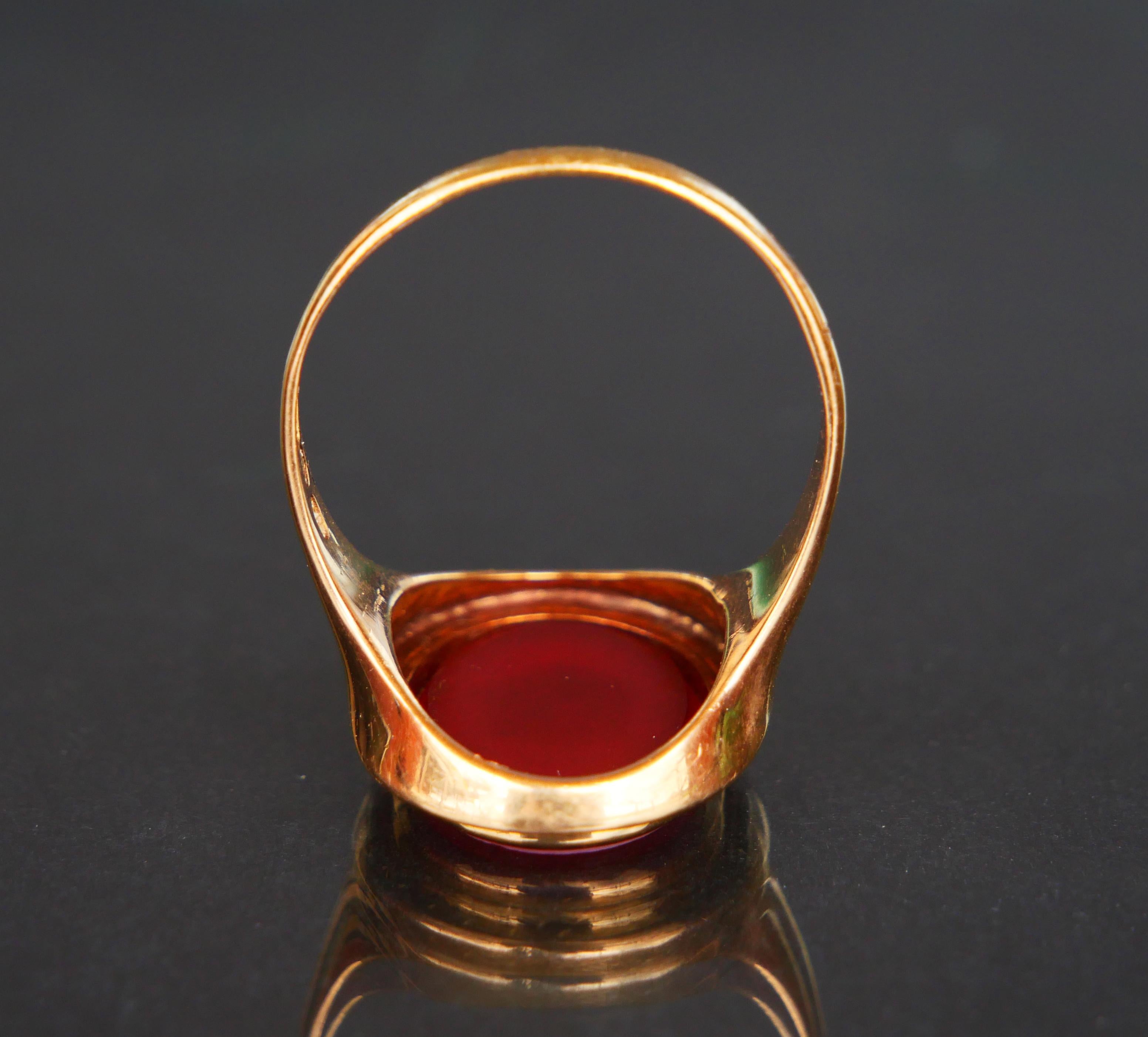 Antique von Aminoff Intaglio Signet Ring solid 18K Gold Carnelian ØUS11.75/7.5gr For Sale 9