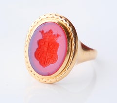 Antiquities von Aminoff Intaglio Signet Ring solid 18K Gold Carnelian ØUS11.75/7.5gr