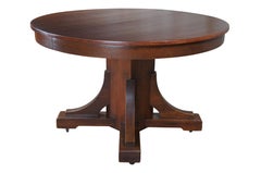 Antiguo Voss Misión Roble Pedestal Redondo Mesa de Comedor Artesano 48