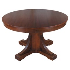 Antique Voss Mission Oak Round Pedestal Breakfast Dining Table Craftsman 48"