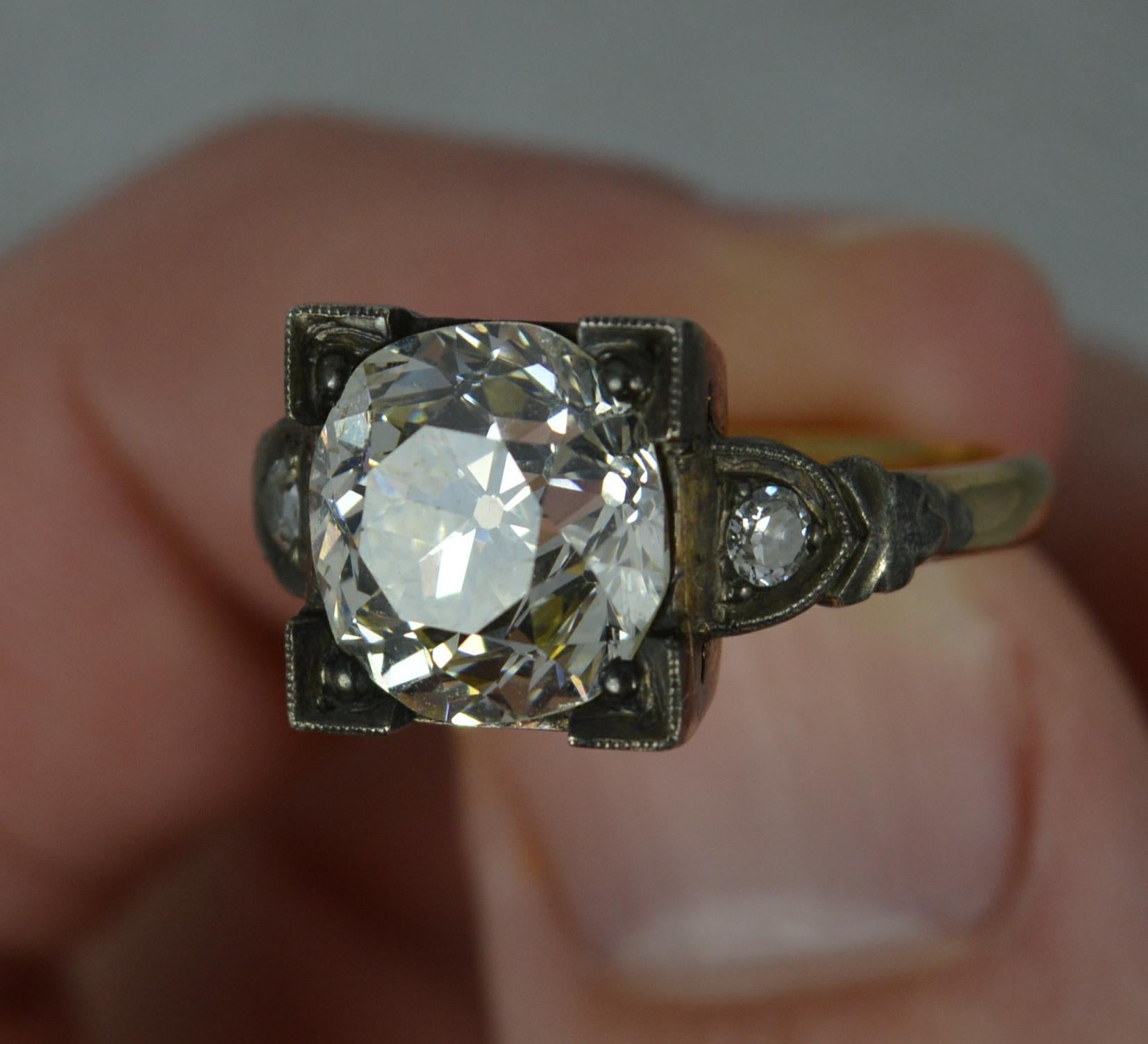 Antique Vs 3.36ct Old Cut Diamond and 18ct Gold Solitaire Engagement Ring 3