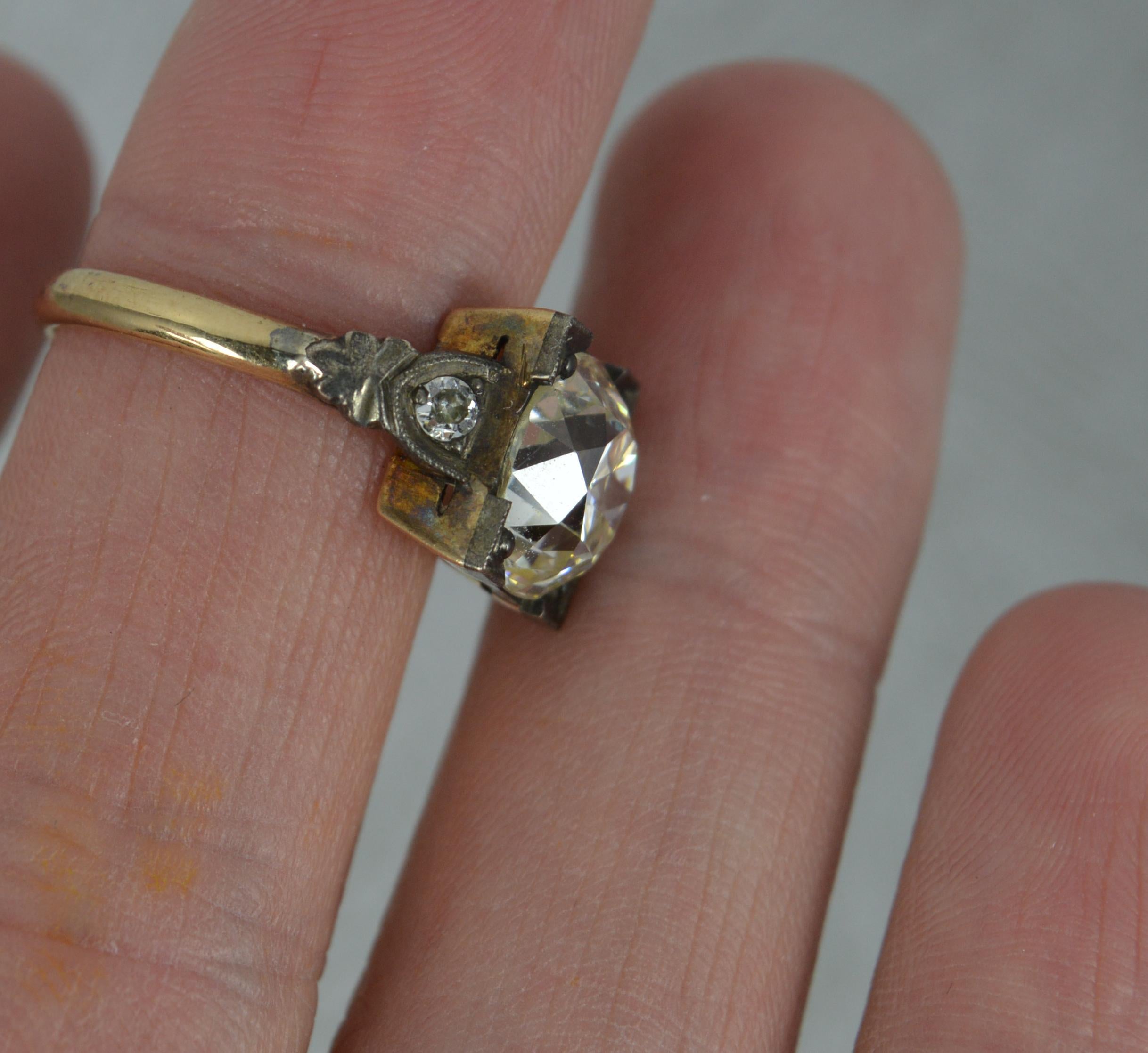 Antique Vs 3.36ct Old Cut Diamond and 18ct Gold Solitaire Engagement Ring 1
