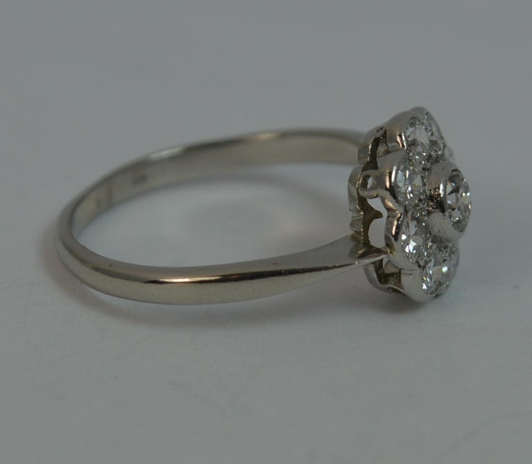 Antique VS Old Cut Diamond 18 Carat White Gold Cluster Ring at 1stDibs