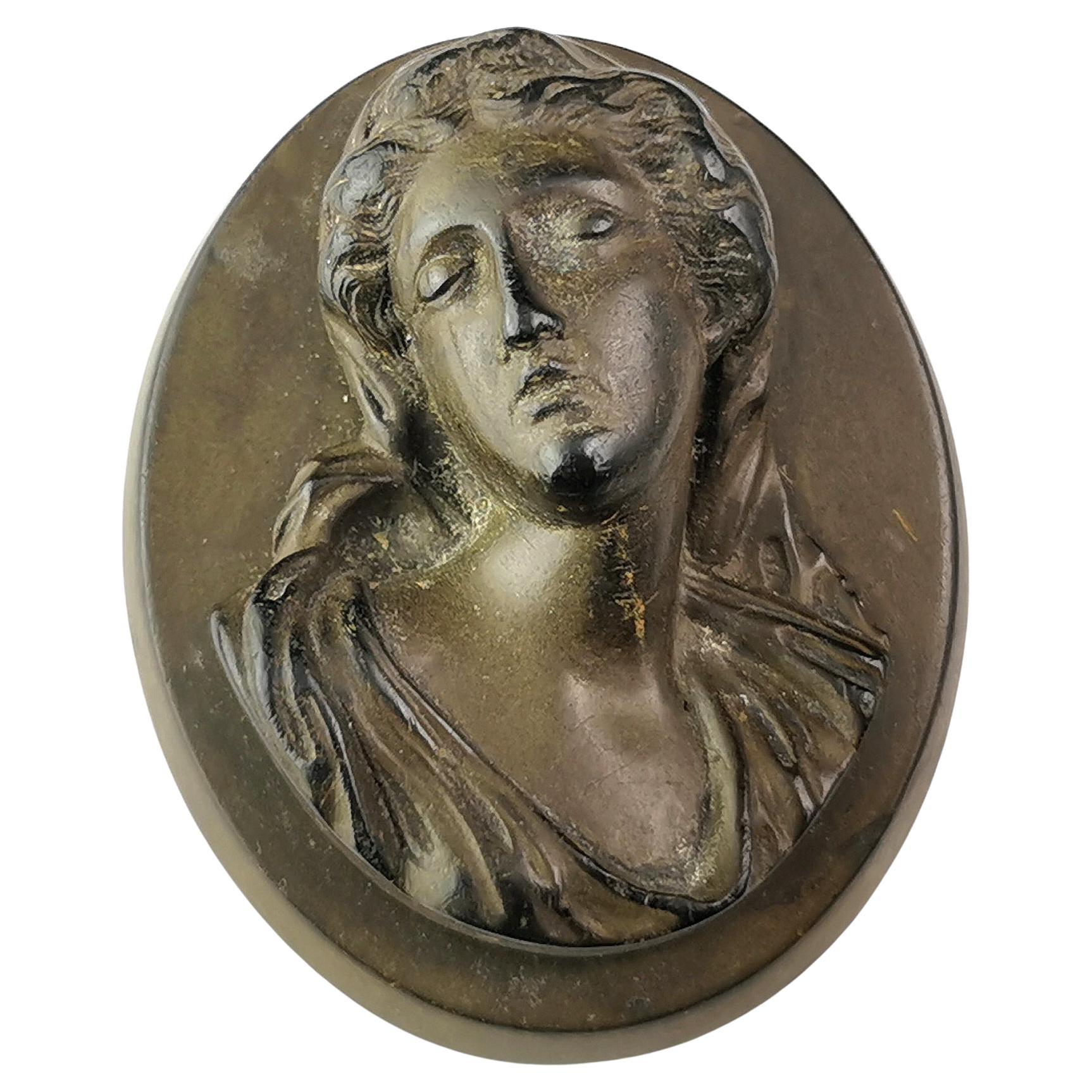 Antique Vulcanite cameo brooch, Victorian  For Sale