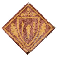 Azulejo encáustico antiguo de W. Godwin, estilo medieval