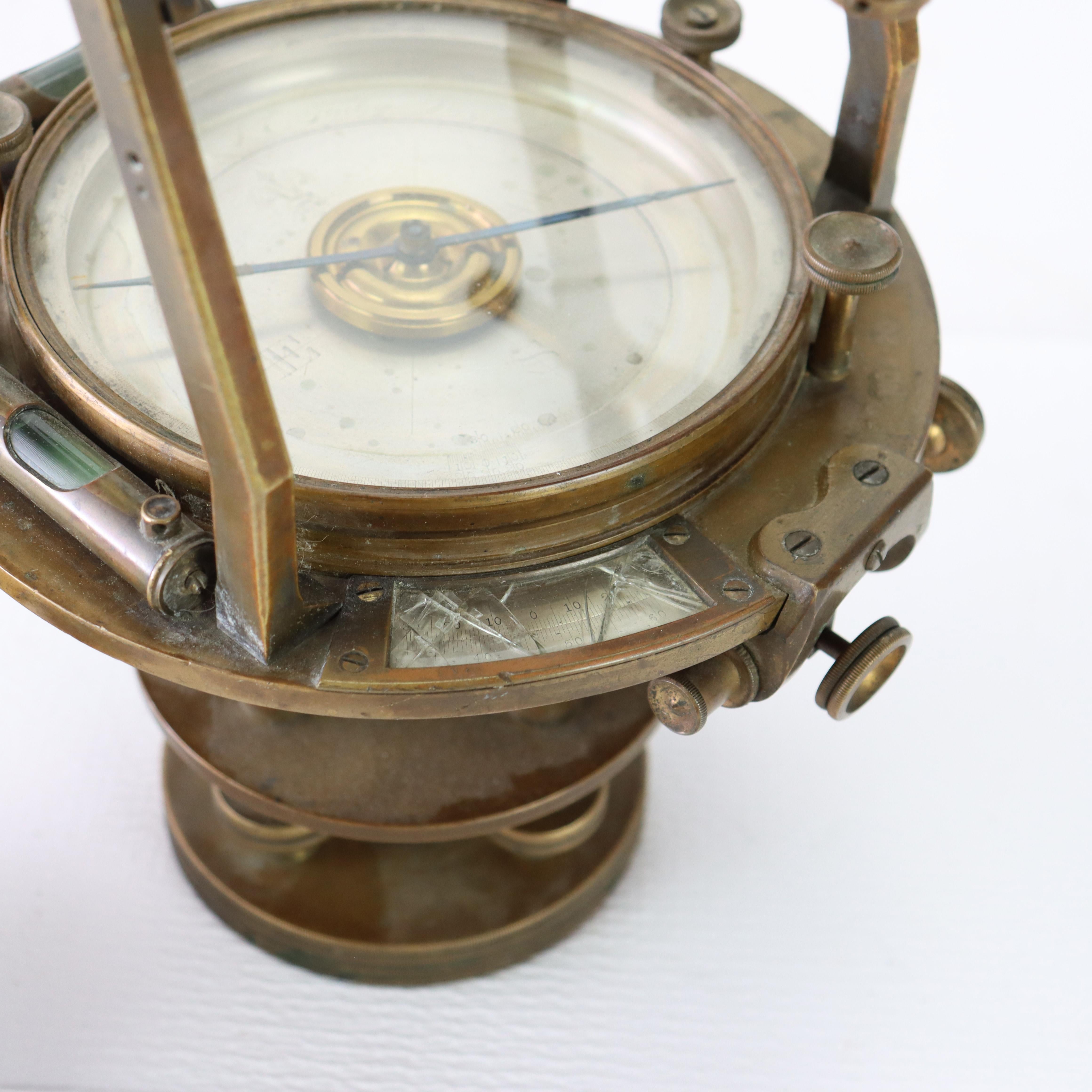 Antique W. & L. E. Gurley Co. Brass Surveyor’s Transit/Theodolite c1890 In Good Condition For Sale In Big Flats, NY
