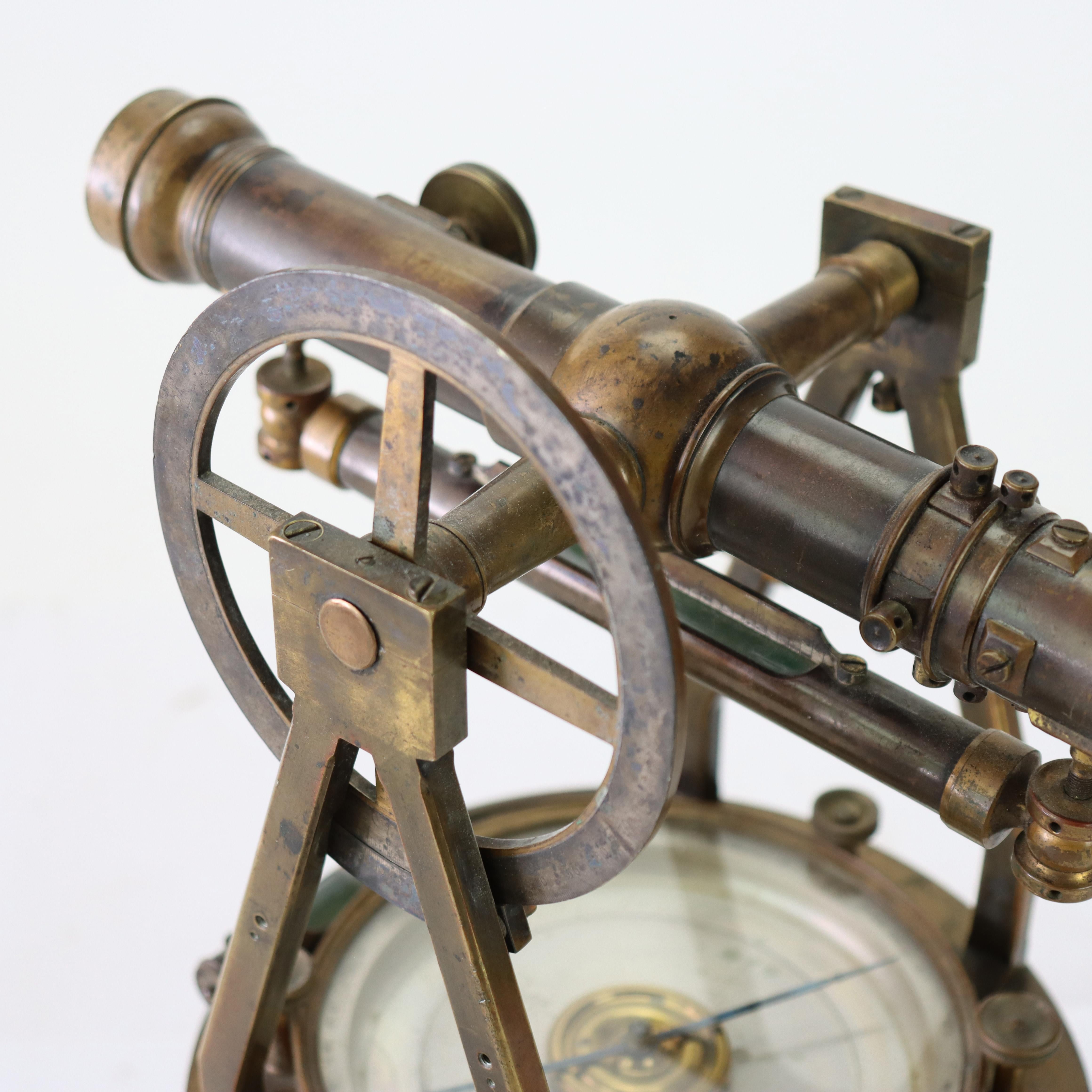 19th Century Antique W. & L. E. Gurley Co. Brass Surveyor’s Transit/Theodolite c1890 For Sale