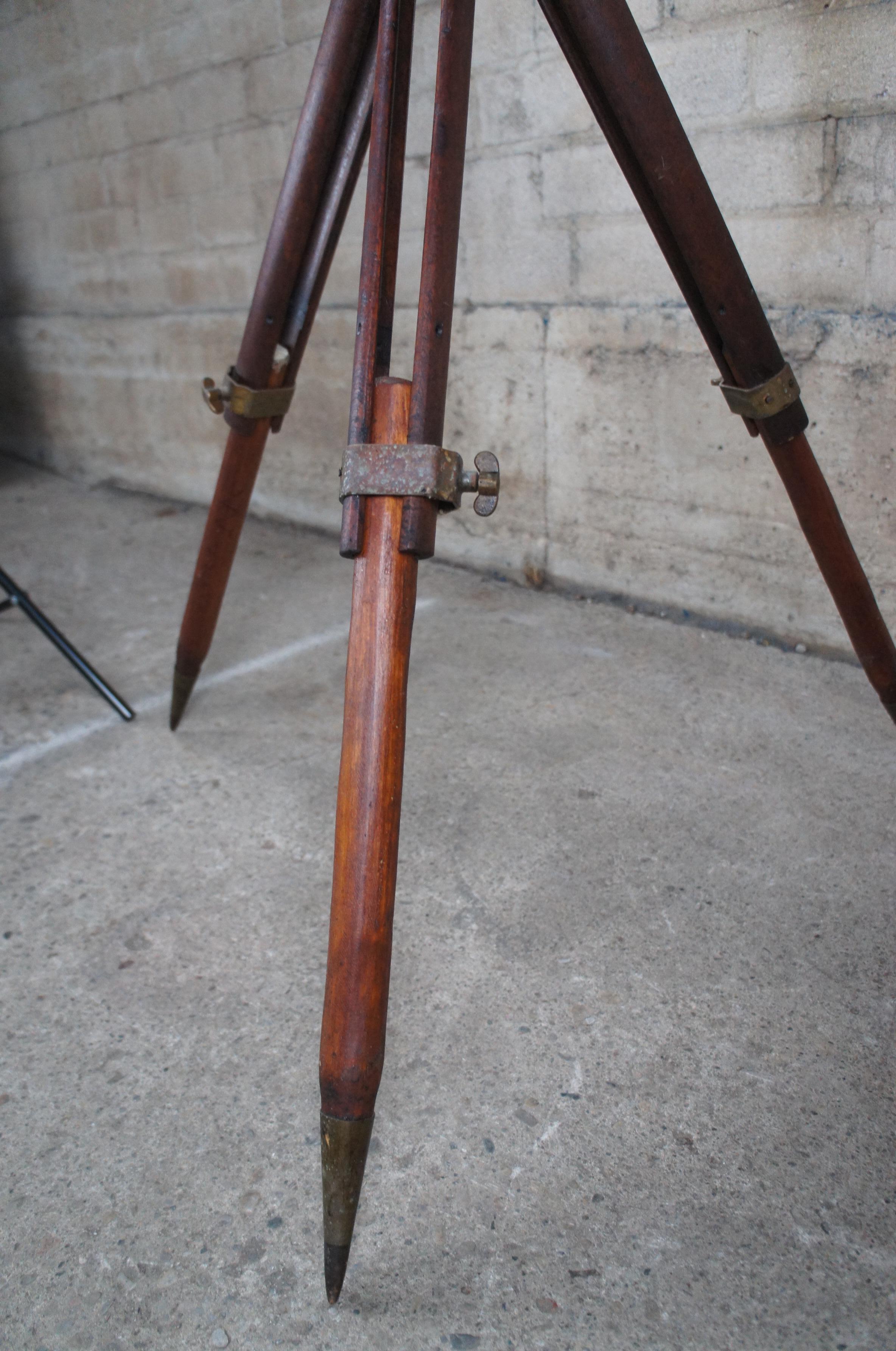 Antique W & L.E Gurley Troy N.Y Surveyors Transit Compass Scope Tripod Stand 1