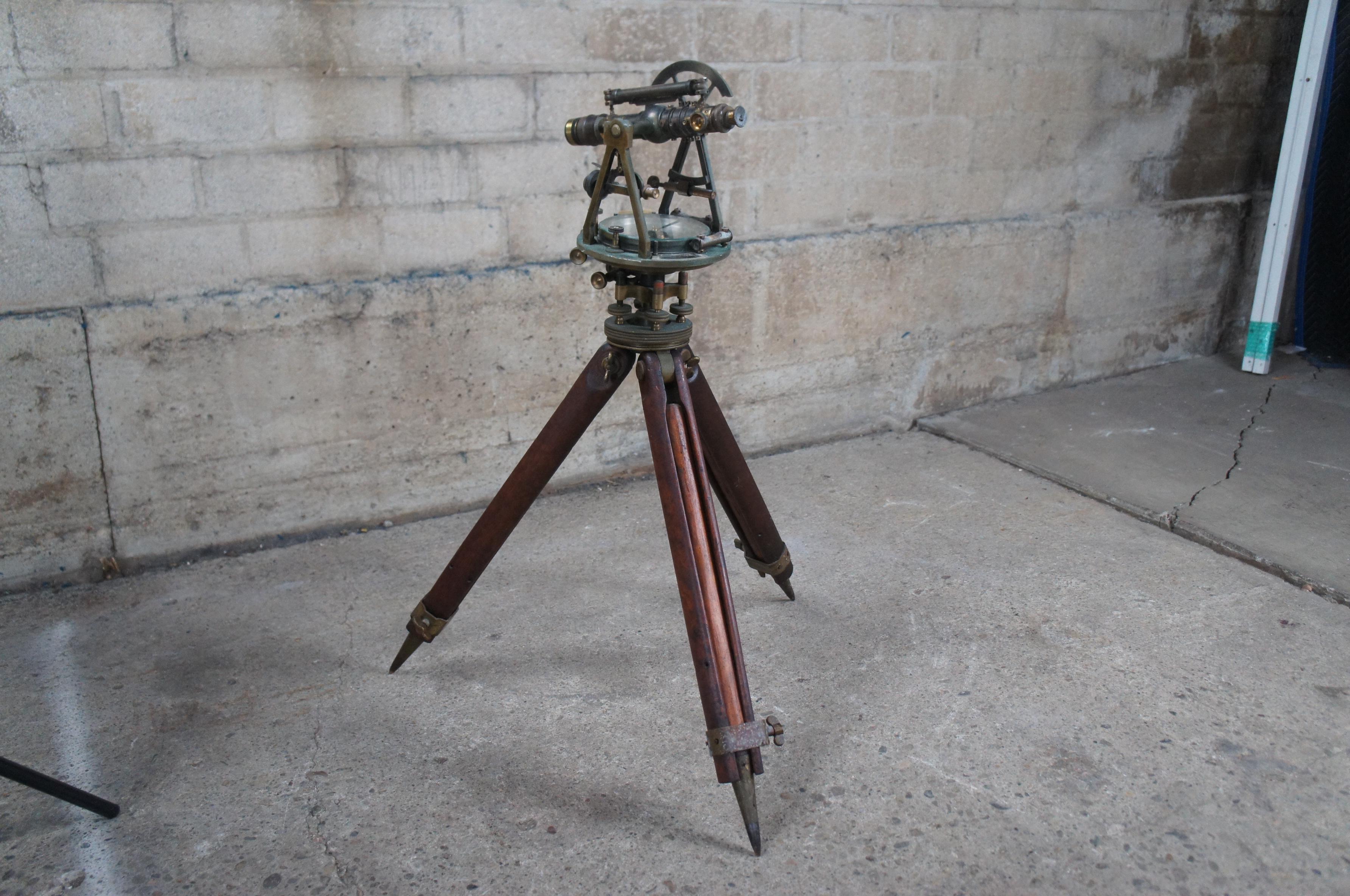 Antique W & L.E Gurley Troy N.Y Surveyors Transit Compass Scope Tripod Stand 2