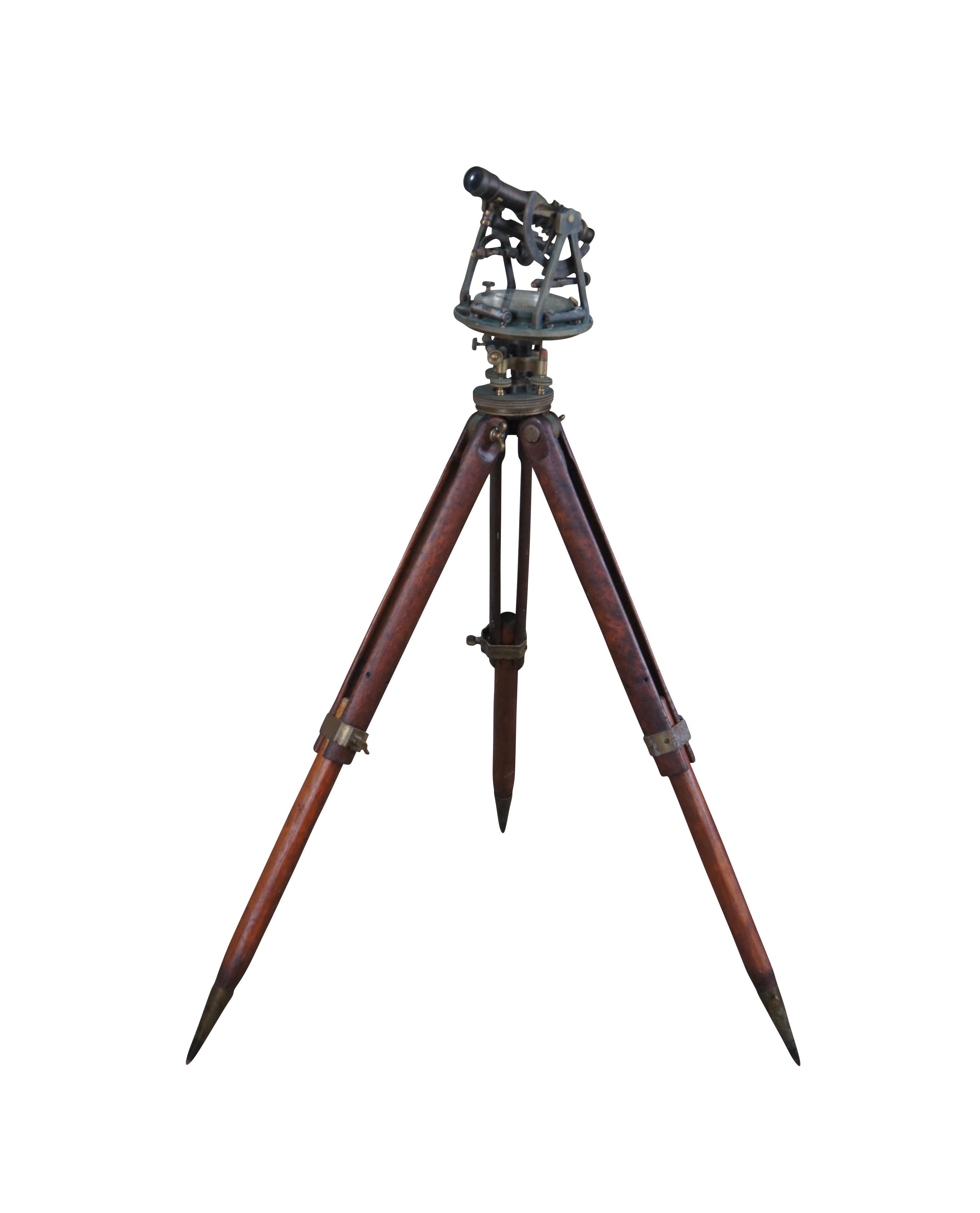 Antique surveyor’s level transit signed W & L.E Gurley, Troy NY. Made from oak, brass and glass with telescoping stand. 

Closed - 34