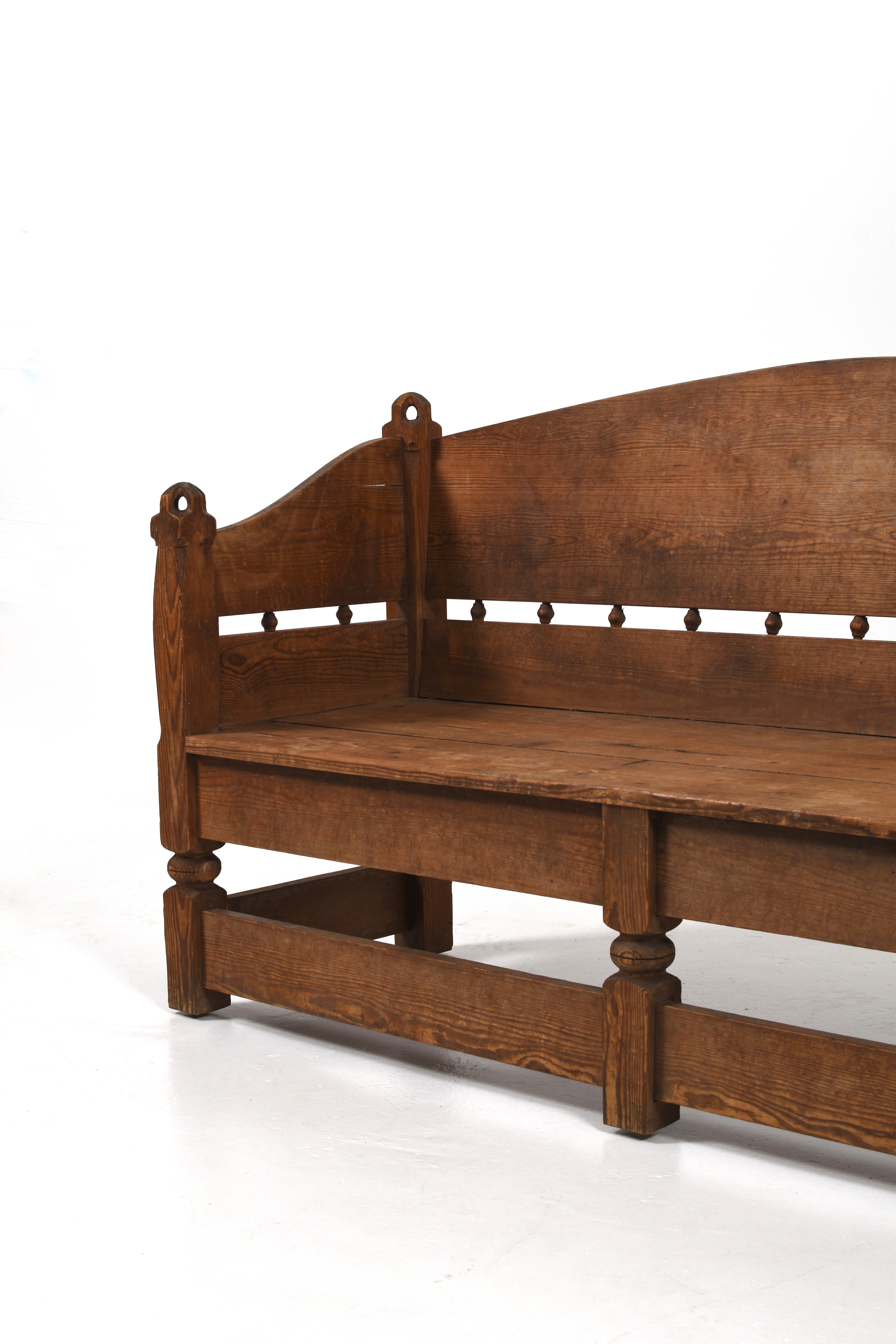 Rustic Antique Wabi-Sabi Church Bench in Pine For Sale