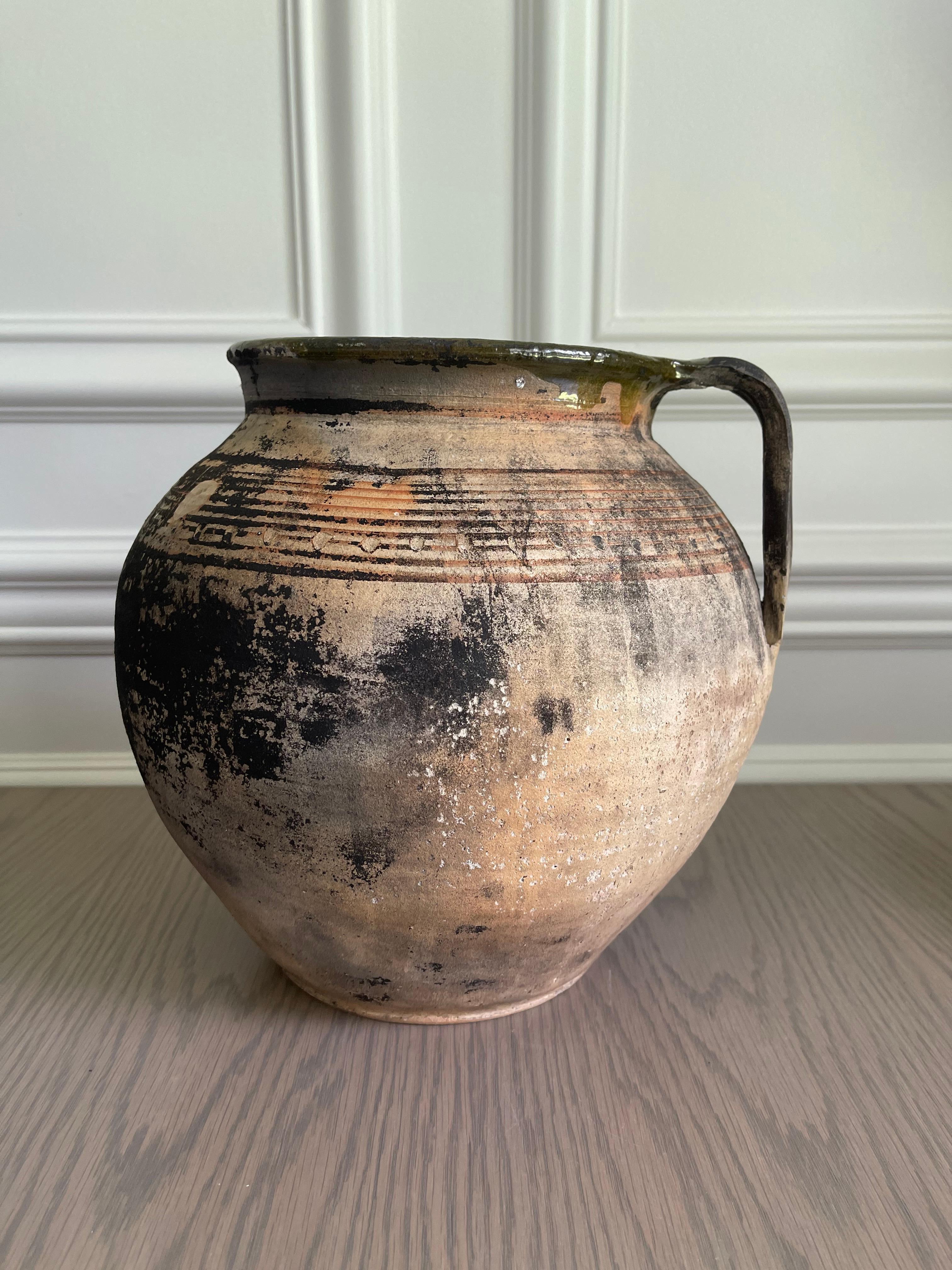 Antique clay pot. c. 1800's. Beautifully aged with unique markings.
