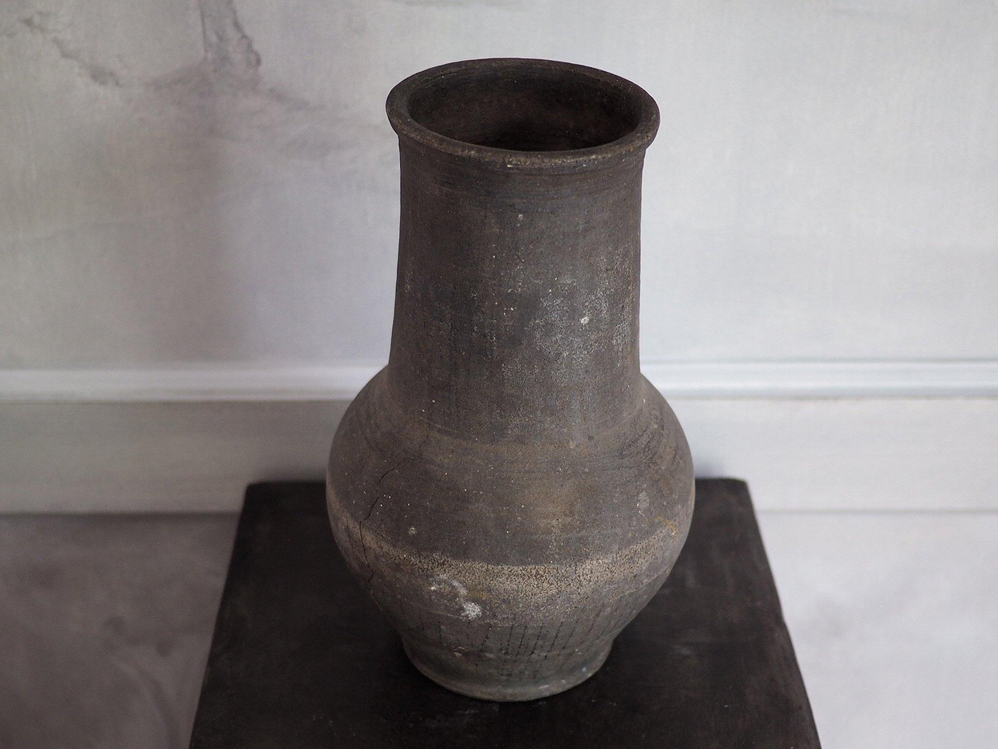 Patinated Antique Wabi Sabi Clay Pot For Sale
