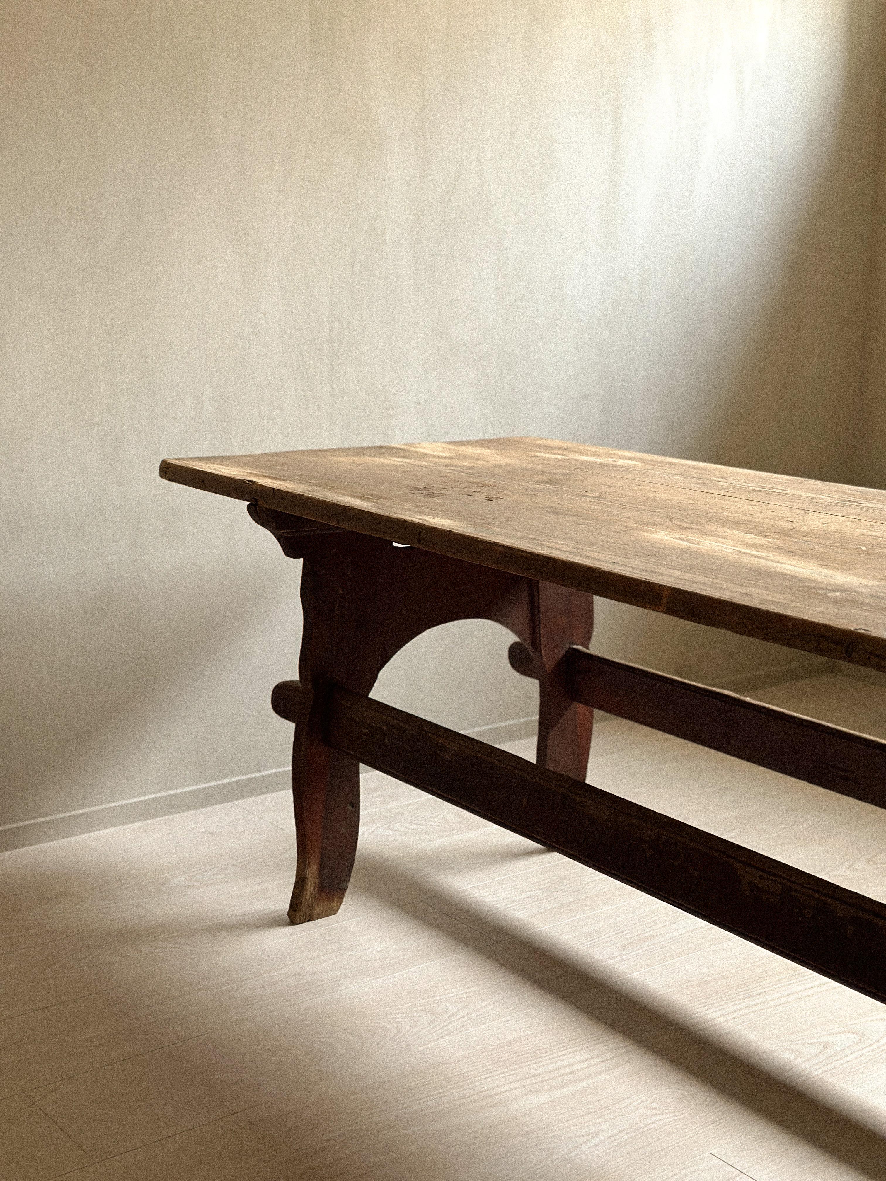 Antique Wabi Sabi Dining Table or Desk, Anonymous, Scandinavia c. 1800s  In Good Condition For Sale In Hønefoss, 30