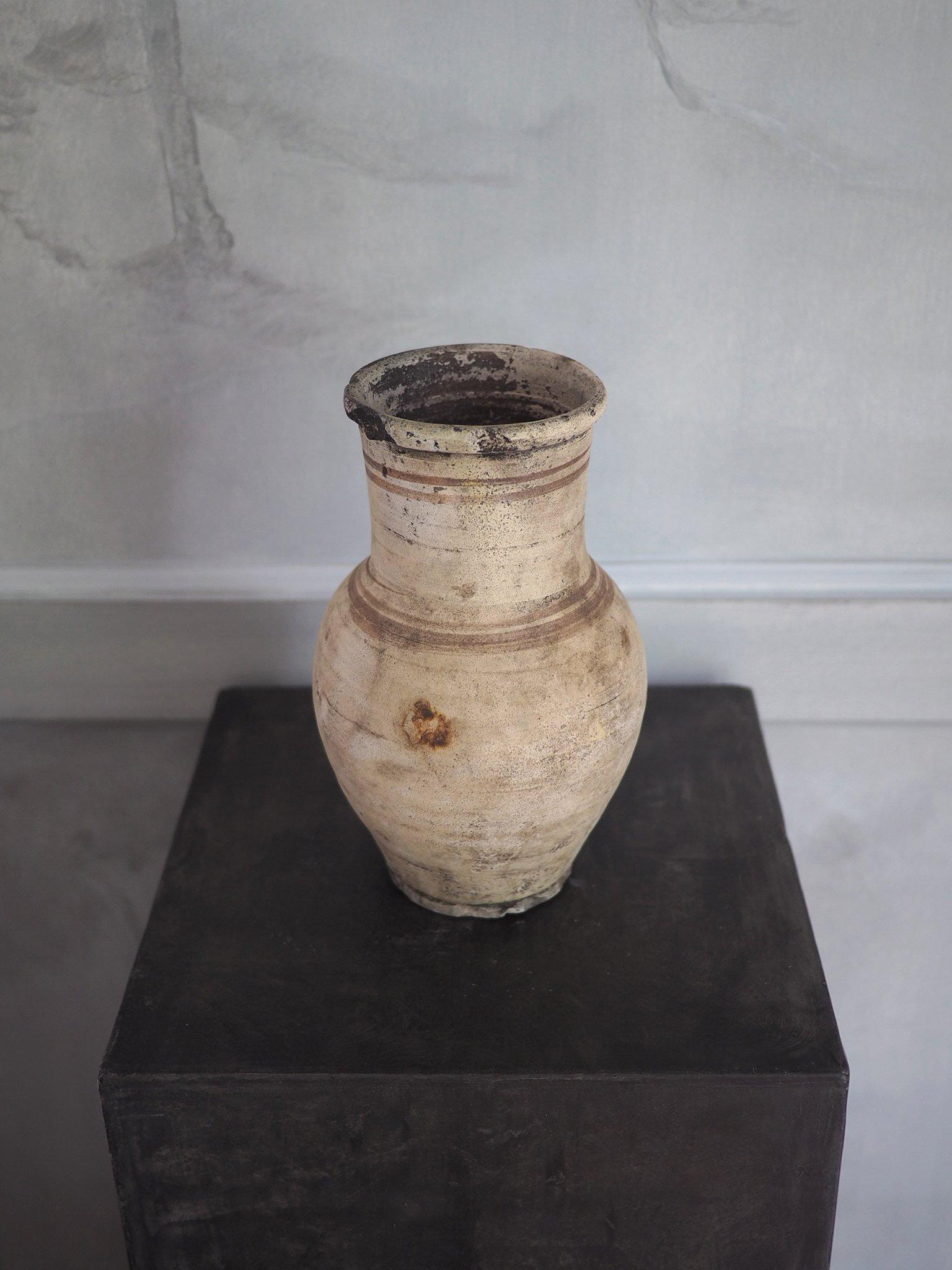 Mid-Century Modern Antique Wabi Sabi Natural White Clay Pot