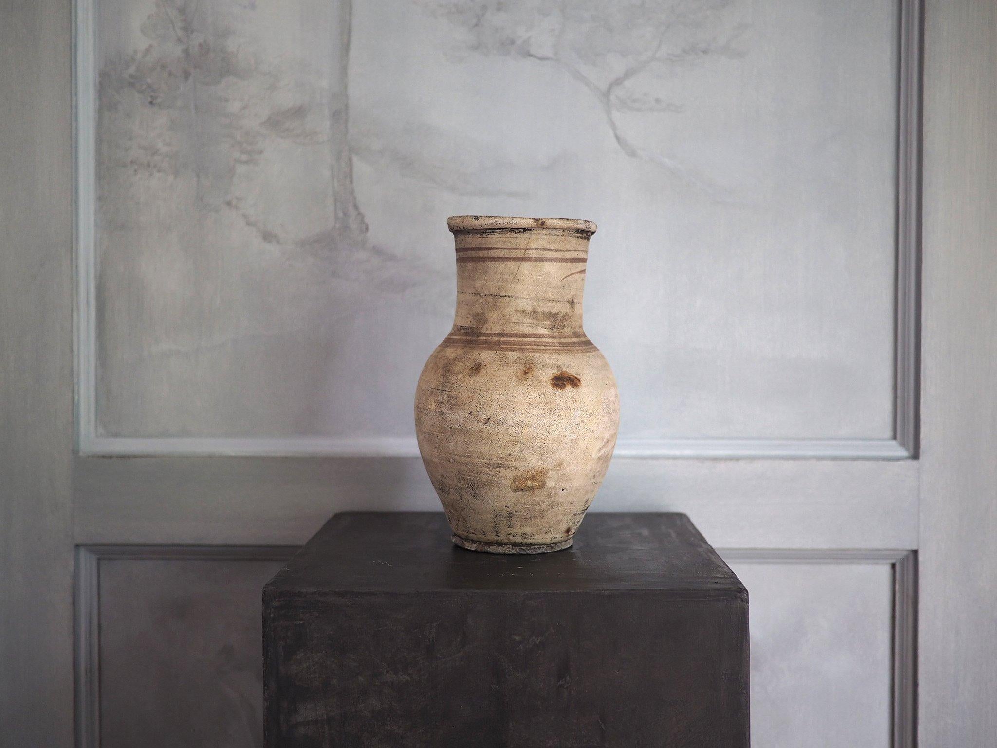 19th Century Antique Wabi Sabi Natural White Clay Pot