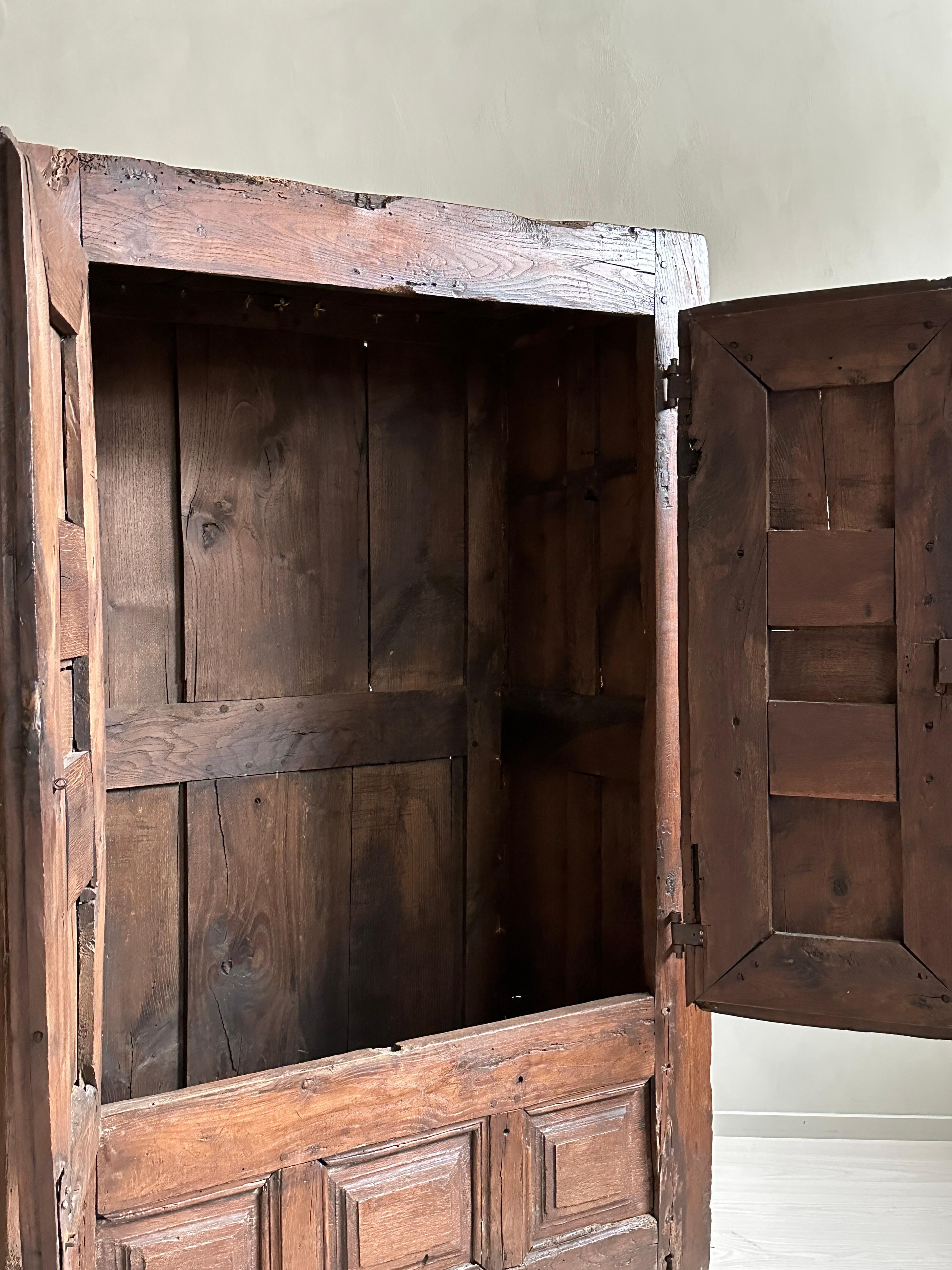 Antique Wabi Sabi Oak Cabinet, France, 1700s 3