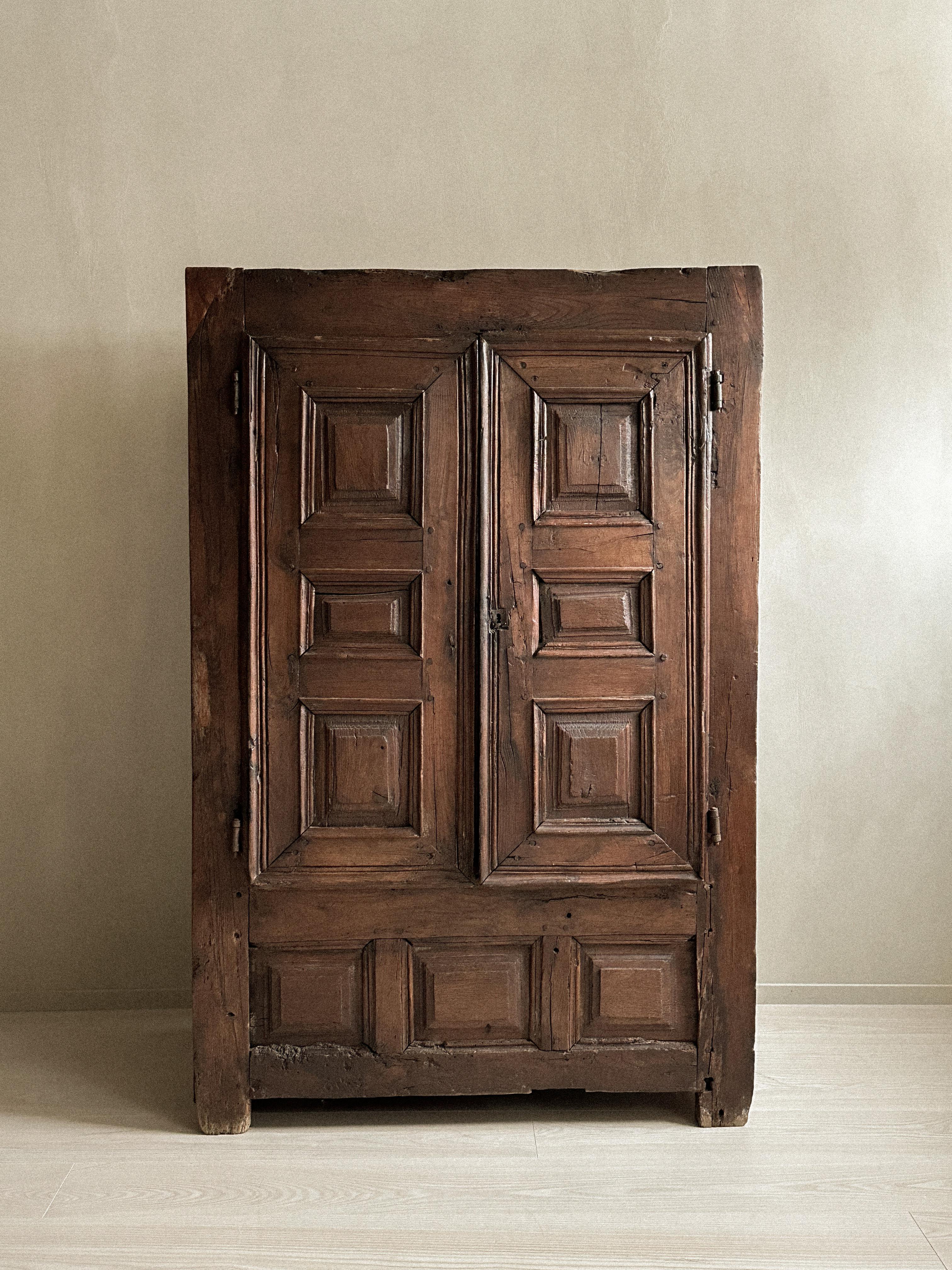 Antique Wabi Sabi Oak Cabinet, France, 1700s 6